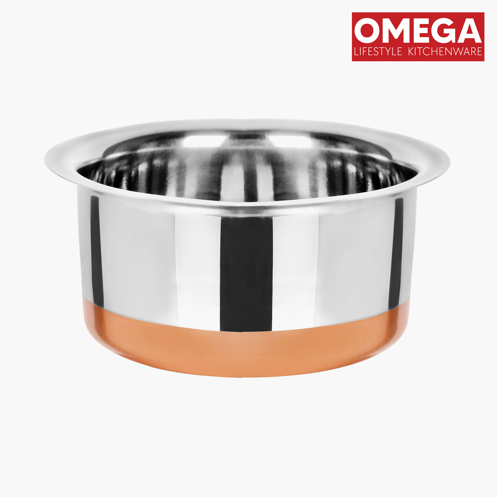 OMEGA 7Pcs Stainless Steel Copper Bottom Cookware Set in Silver