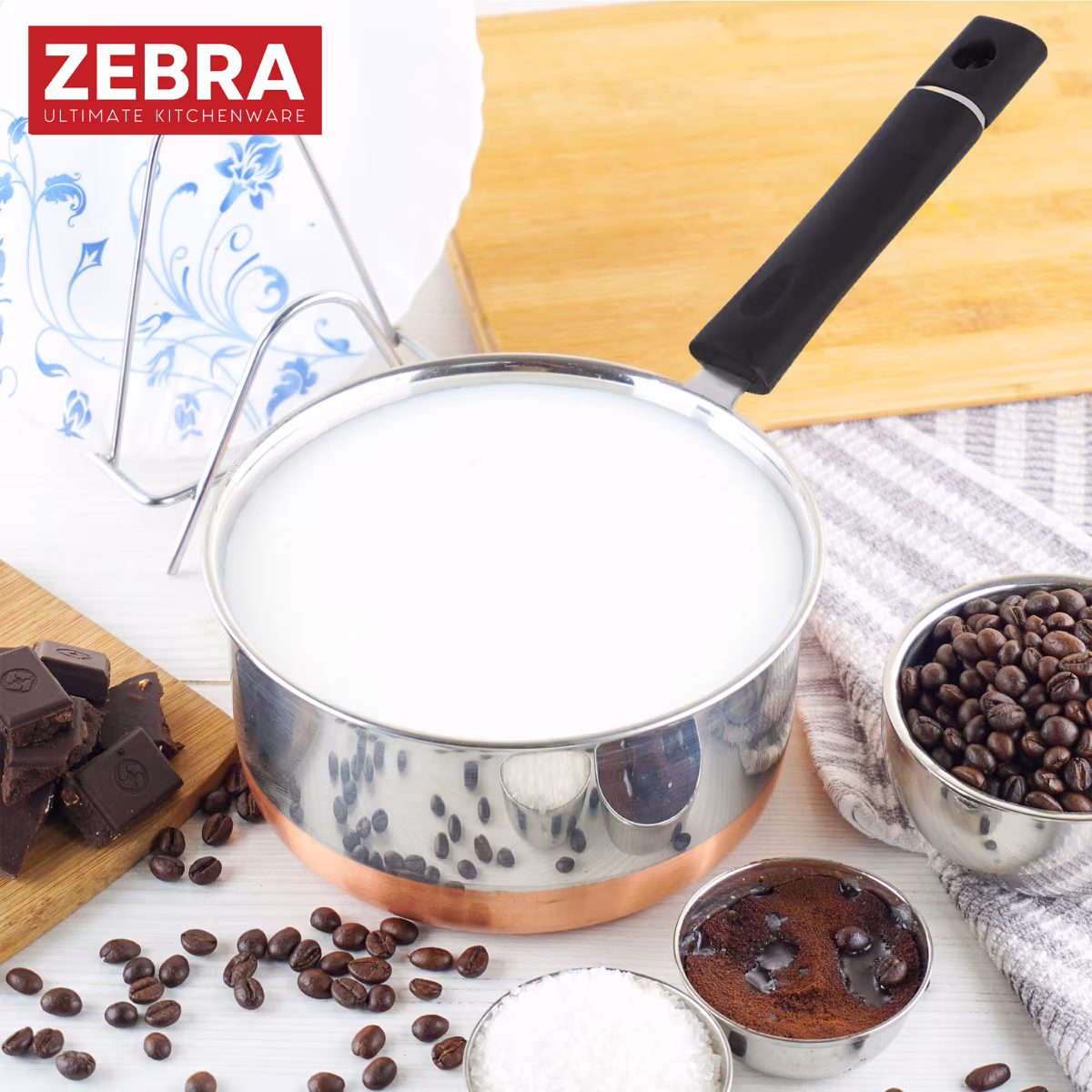 ZEBRA Stainless Steel Copper Bottom Sauce Pan - 1.6L in Silver