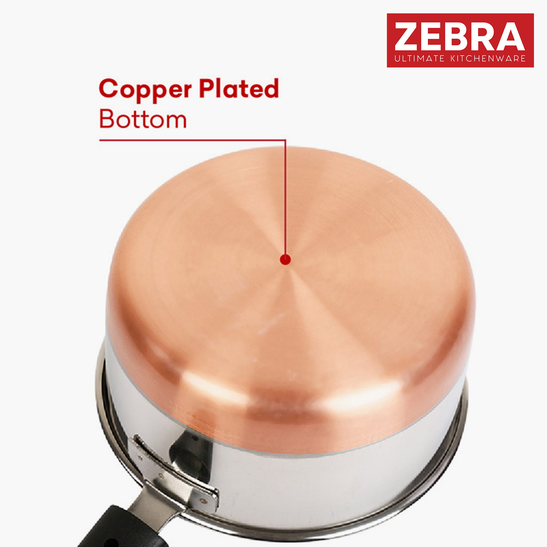 ZEBRA Stainless Steel Copper Bottom Sauce Pan - 1.6L in Silver