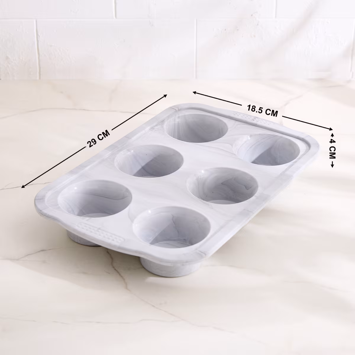 Bakers Pride Floura Silicone 6 Cups Muffin Pan in Grey