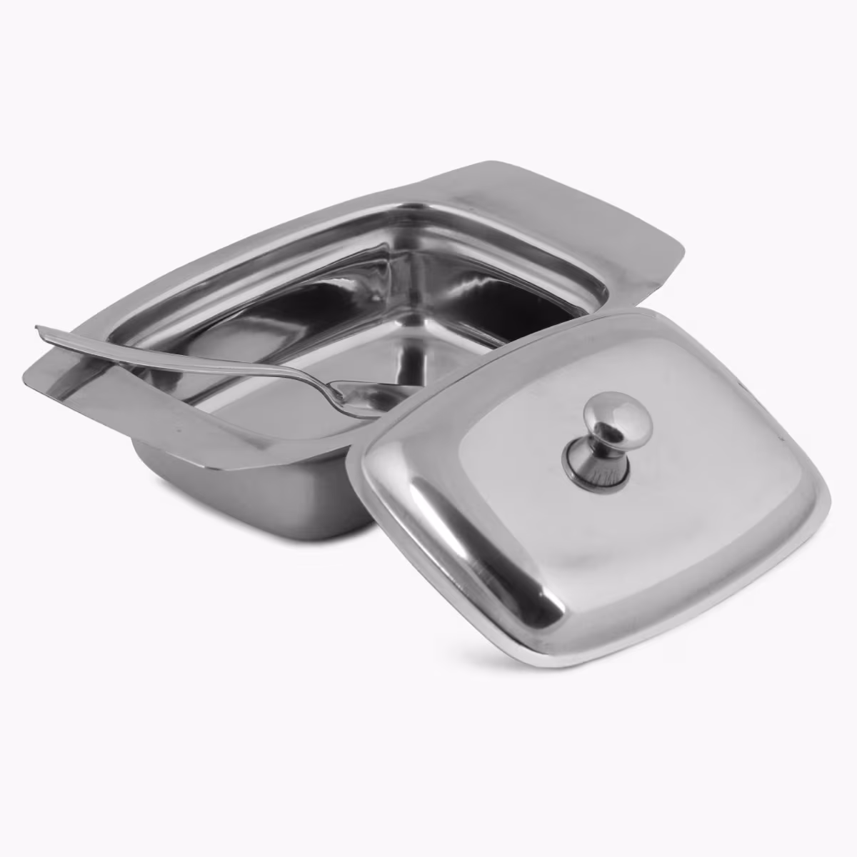 Glovia Stainless Steel Butter Dish in Silver