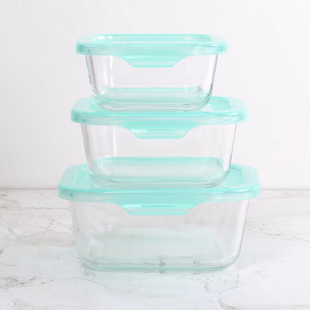 Corsica Palestine Set of 3 Glass Storage Containers - 320ml in Transparent