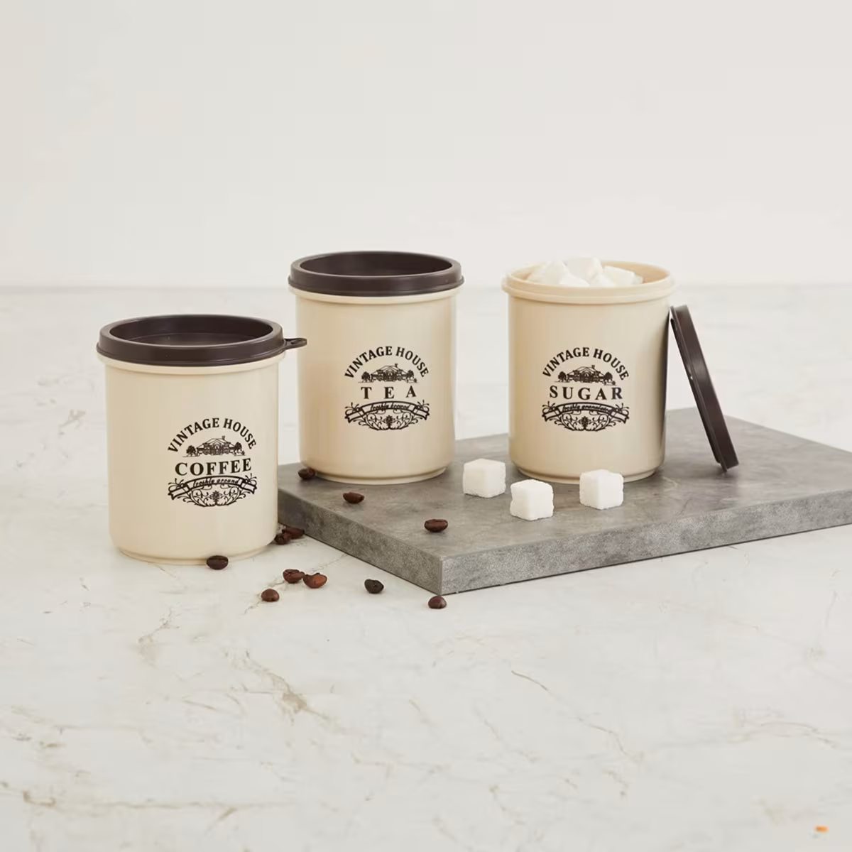 Corsica Set of 3 Polypropylene Storage Containers - 450ml in Multicolour