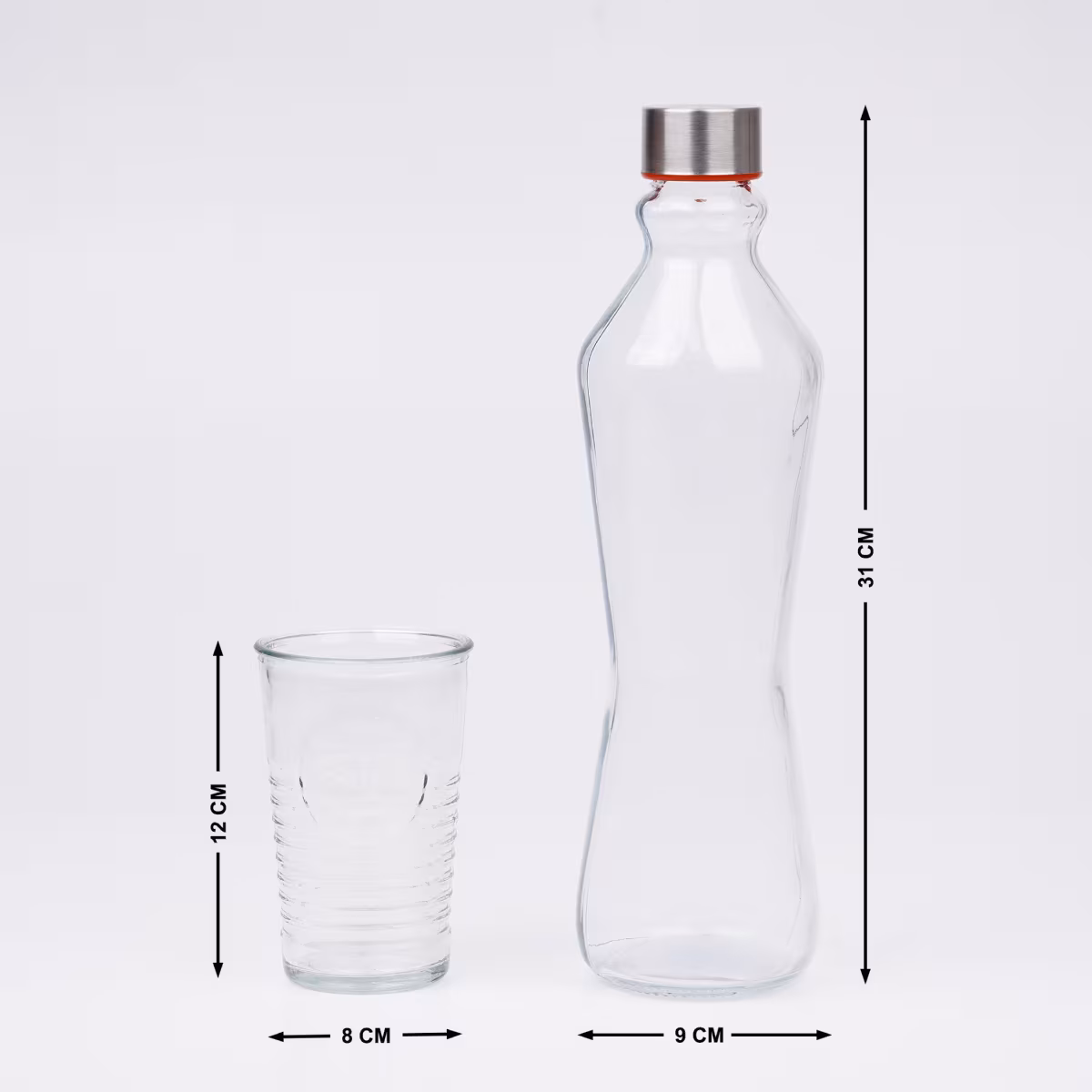 Garnet 5Pcs Glass Bottle and Tumbler Set in Transparent