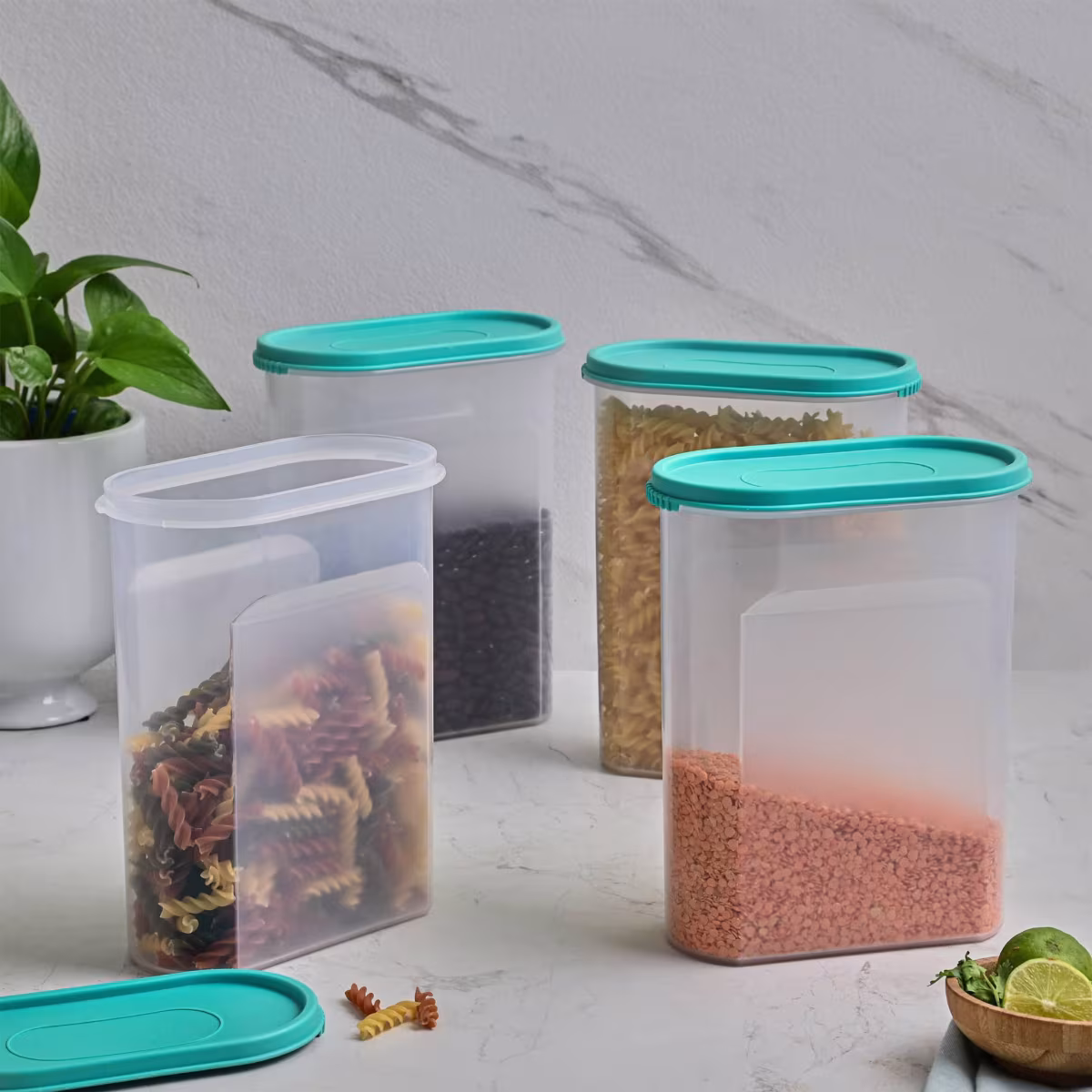 Barbados Set of 4 Polypropylene Storage Containers - 2.5L in Blue