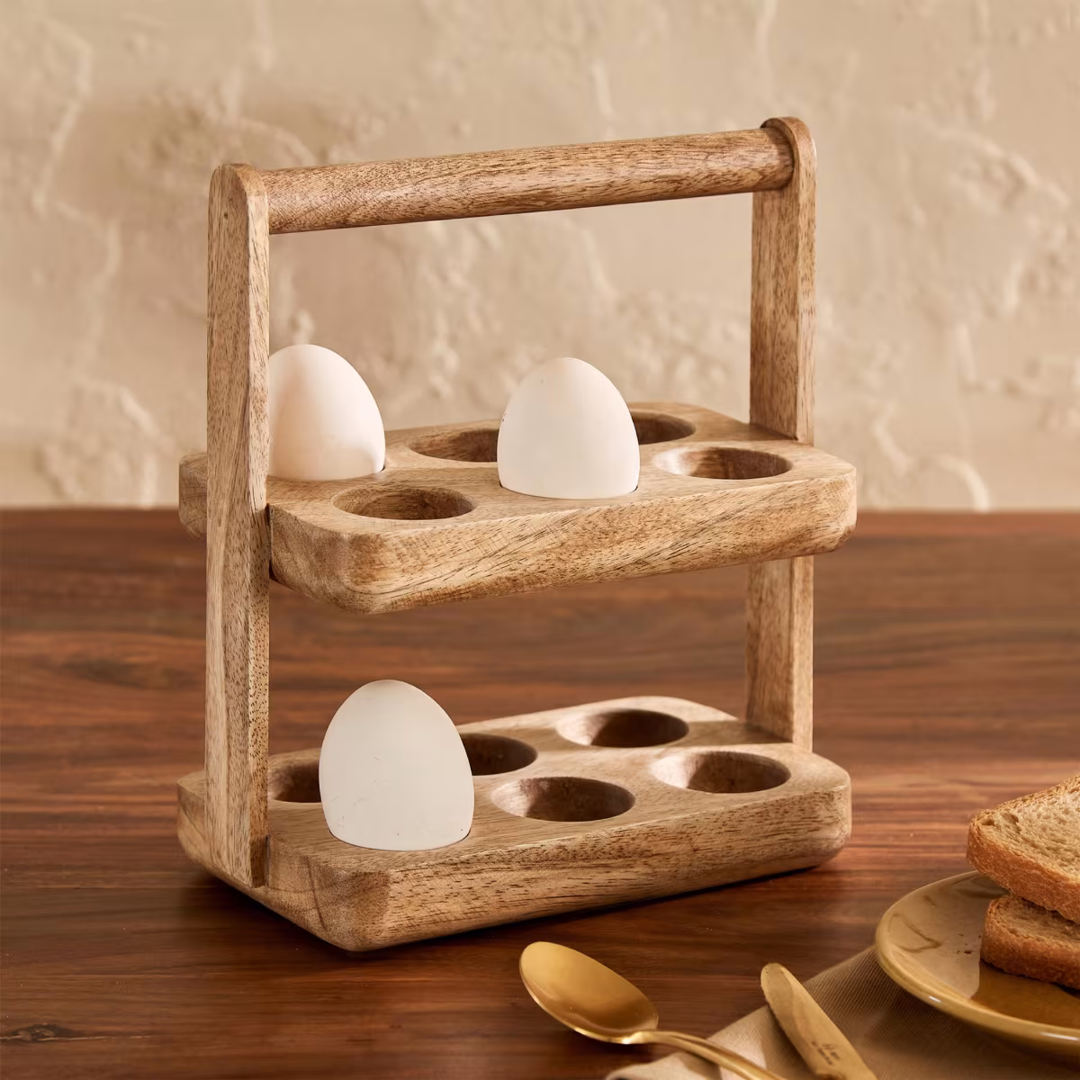 Mirage Wood 2-Tier Egg Tray in Brown