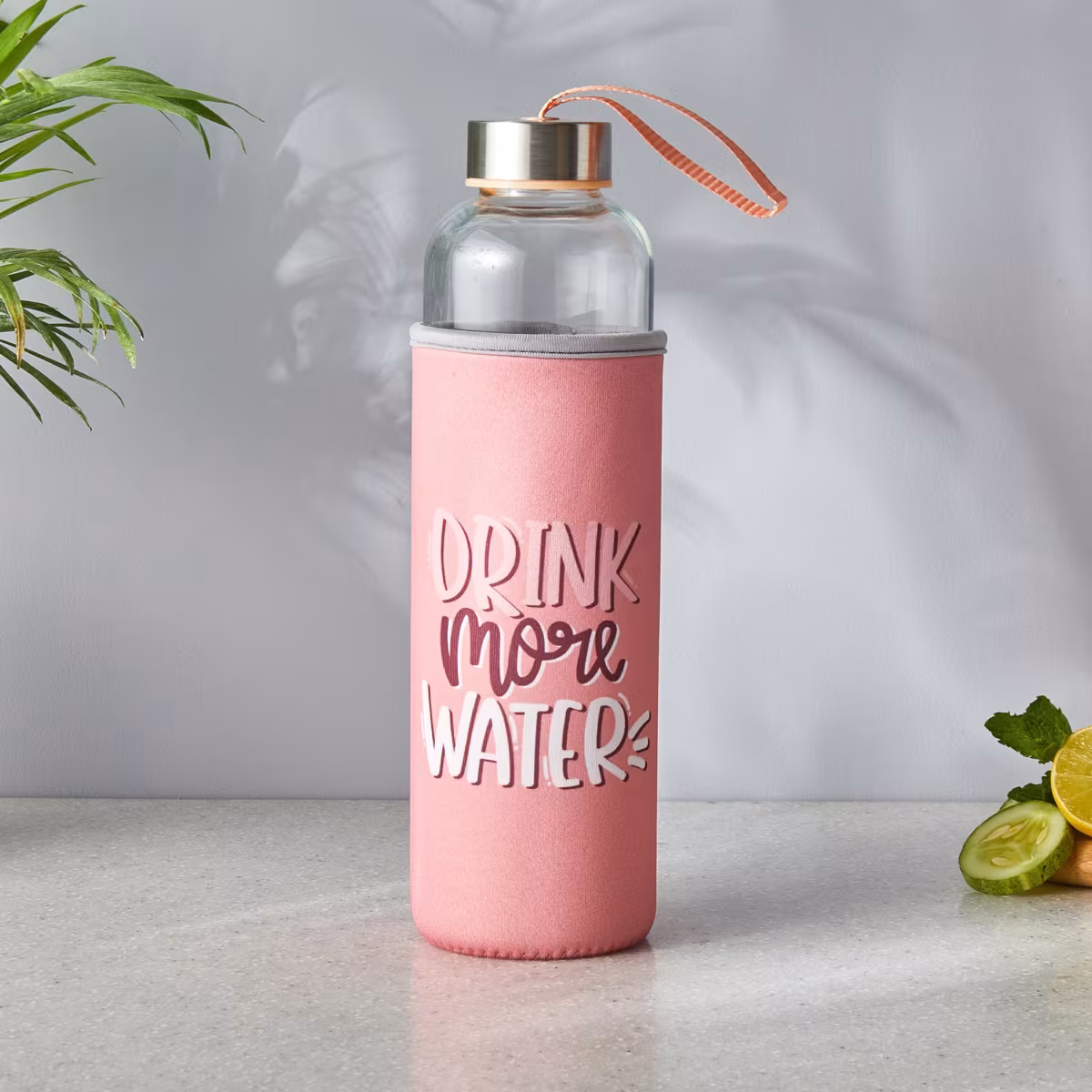 Pacific Favola Glass Water Bottle with Pouch - 600ml in Pink