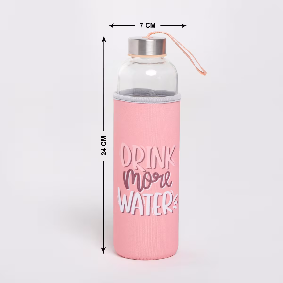 Pacific Favola Glass Water Bottle with Pouch - 600ml in Pink