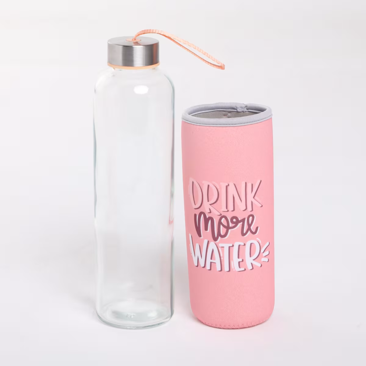 Pacific Favola Glass Water Bottle with Pouch - 600ml in Pink