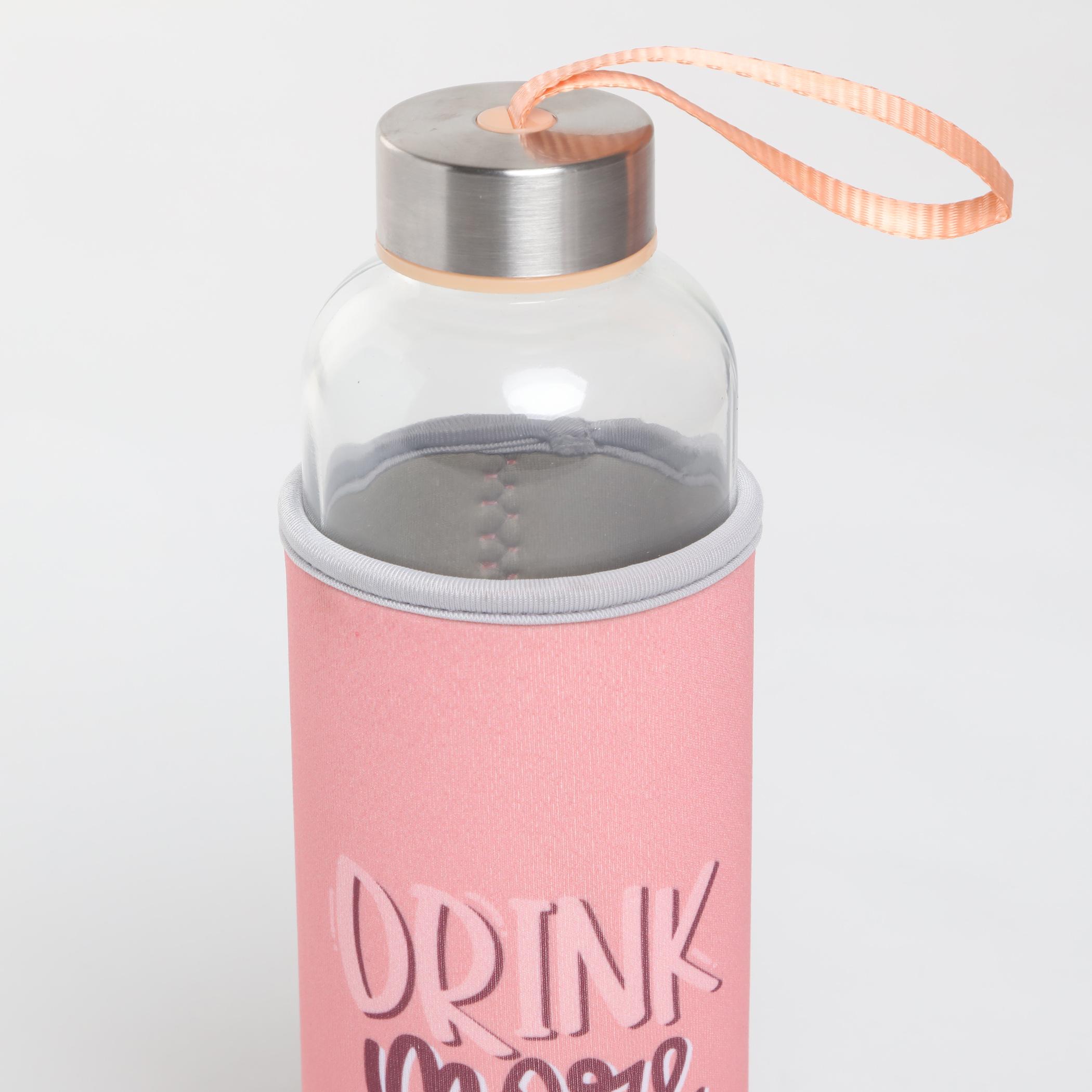 Pacific Favola Glass Water Bottle with Pouch - 600ml in Pink