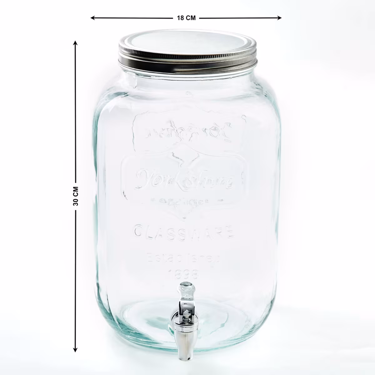 Infinity Cuba Glass Dispenser with Lid - 8L in Transparent