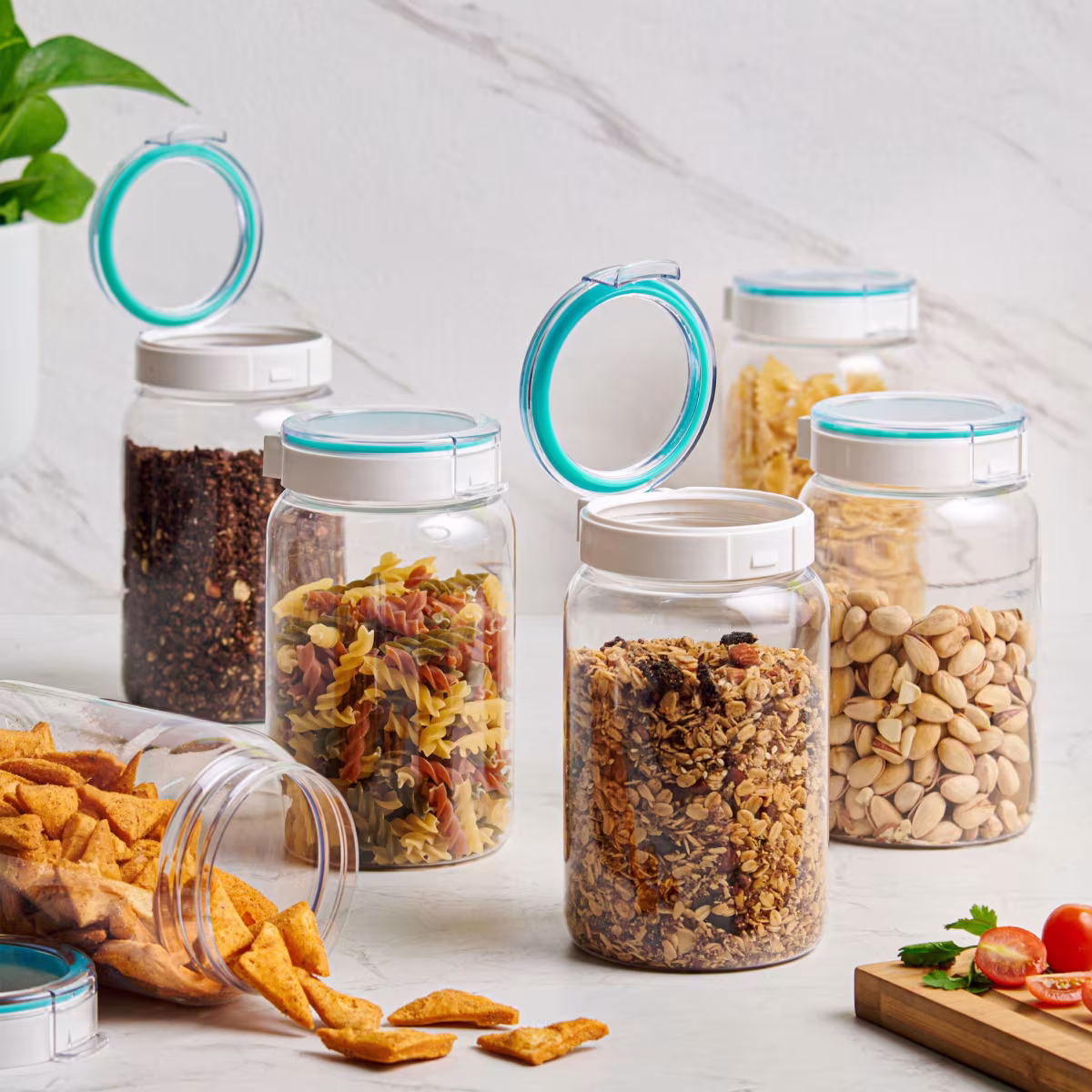 Barbados Set of 6 Pet Canisters - 1.4L in Transparent