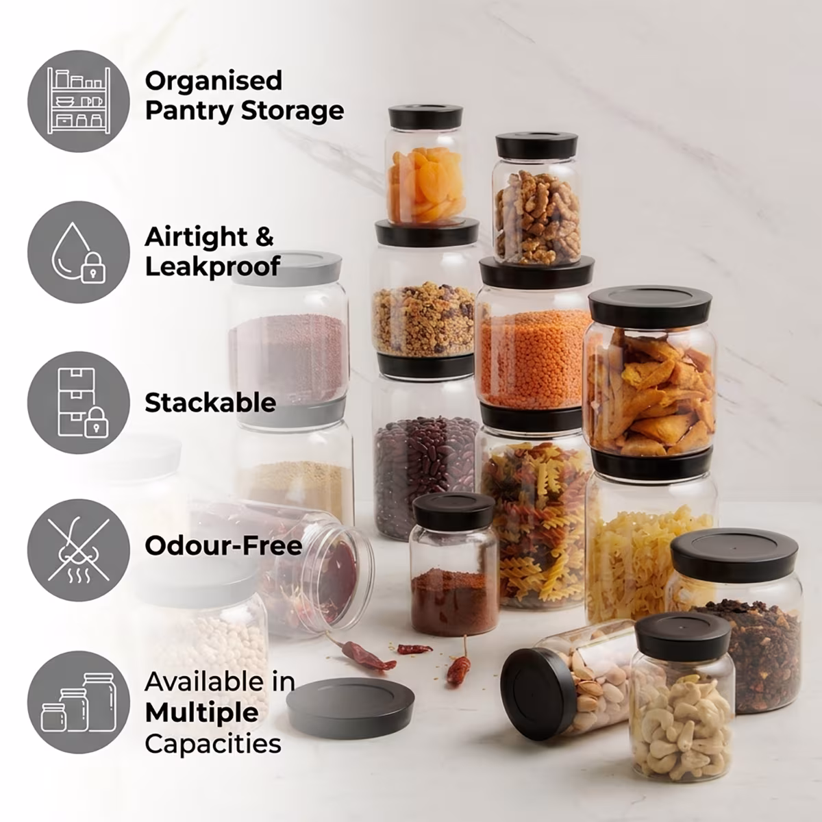 Barbados Set of 18 Pet Canisters in Black