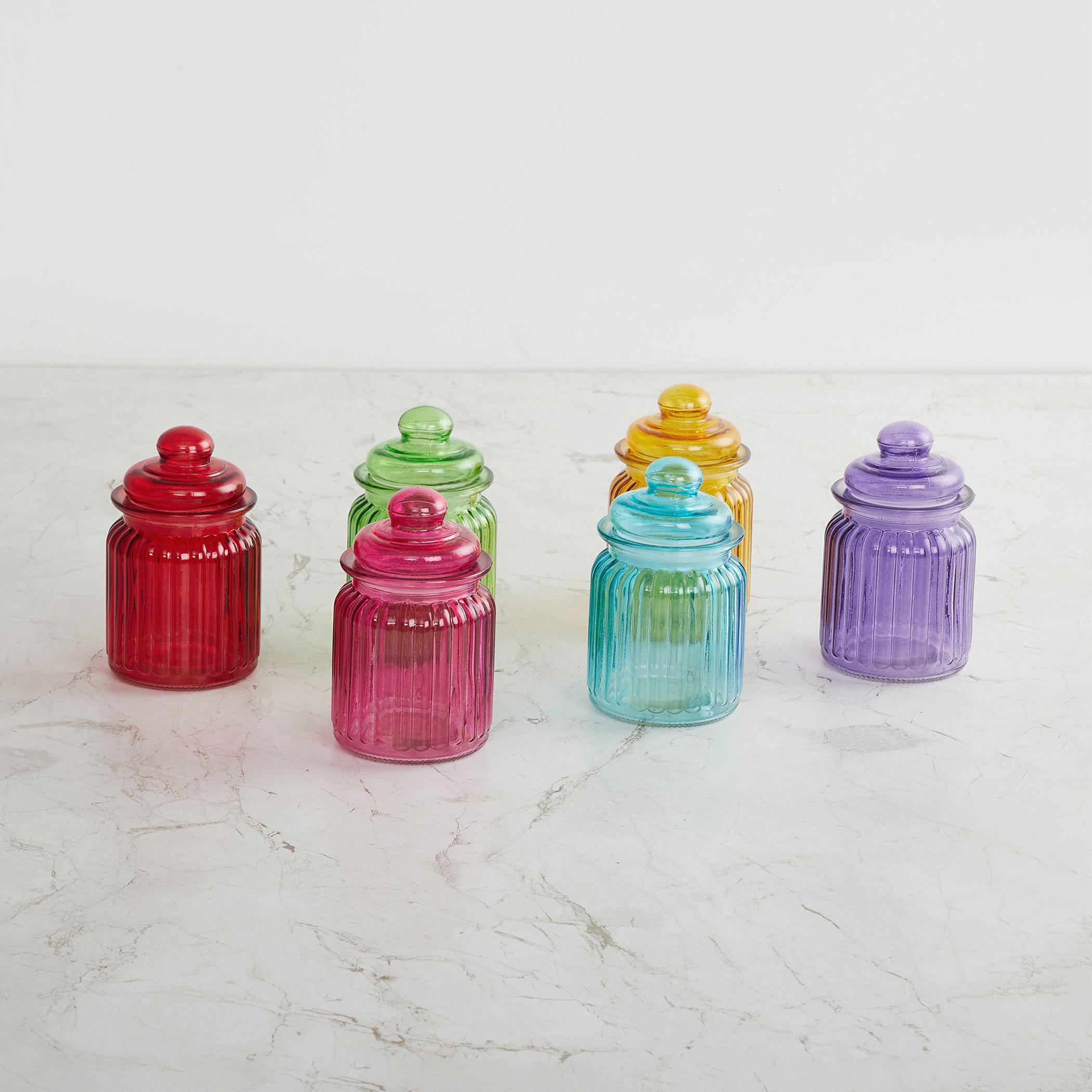 Corsica Essentials Set of 6 Glass Jars - 250ml in Multicolour