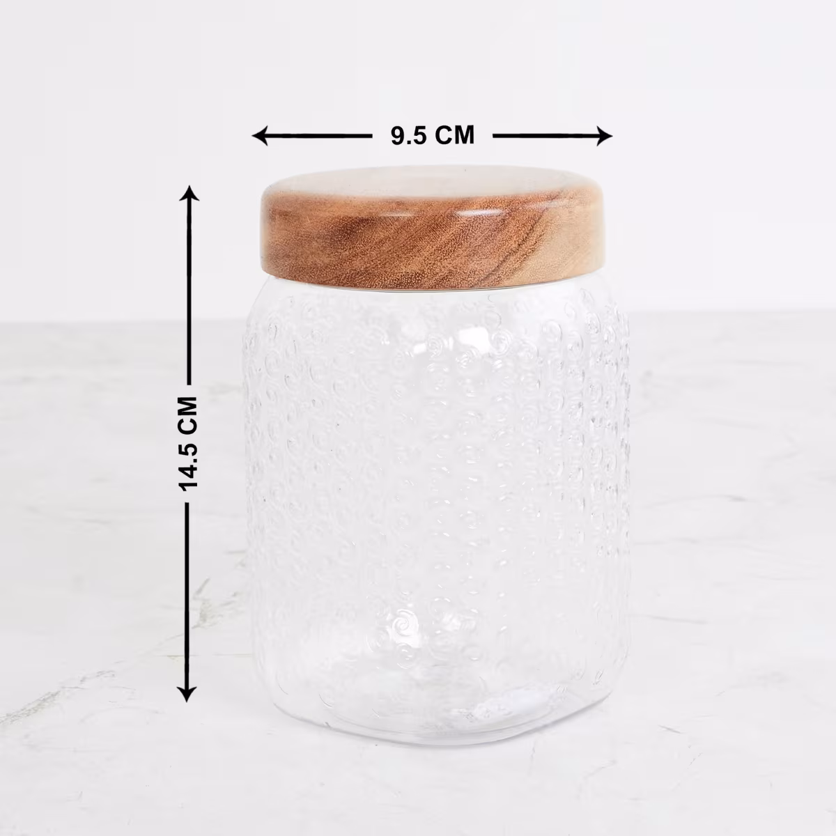 Corsica Elfin Set of 3 Wooden Lid Pet Jars - 900ml in Transparent