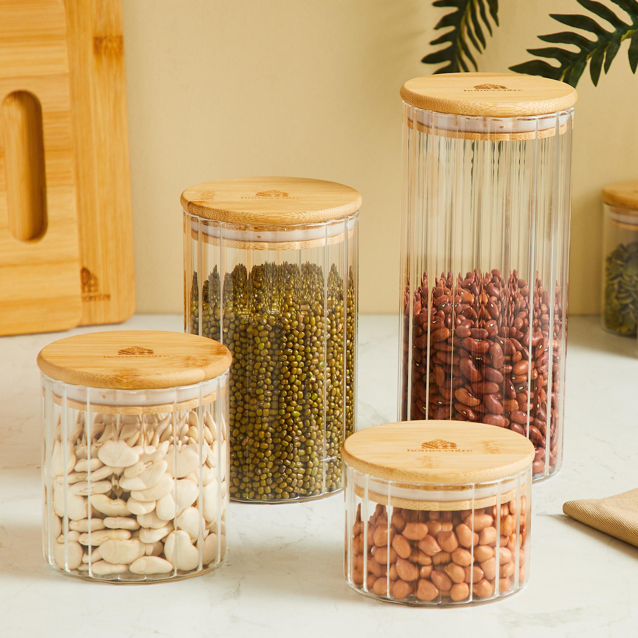 Spinel Glass Storage Canister with Bamboo Lid - 1000ml in Transparent