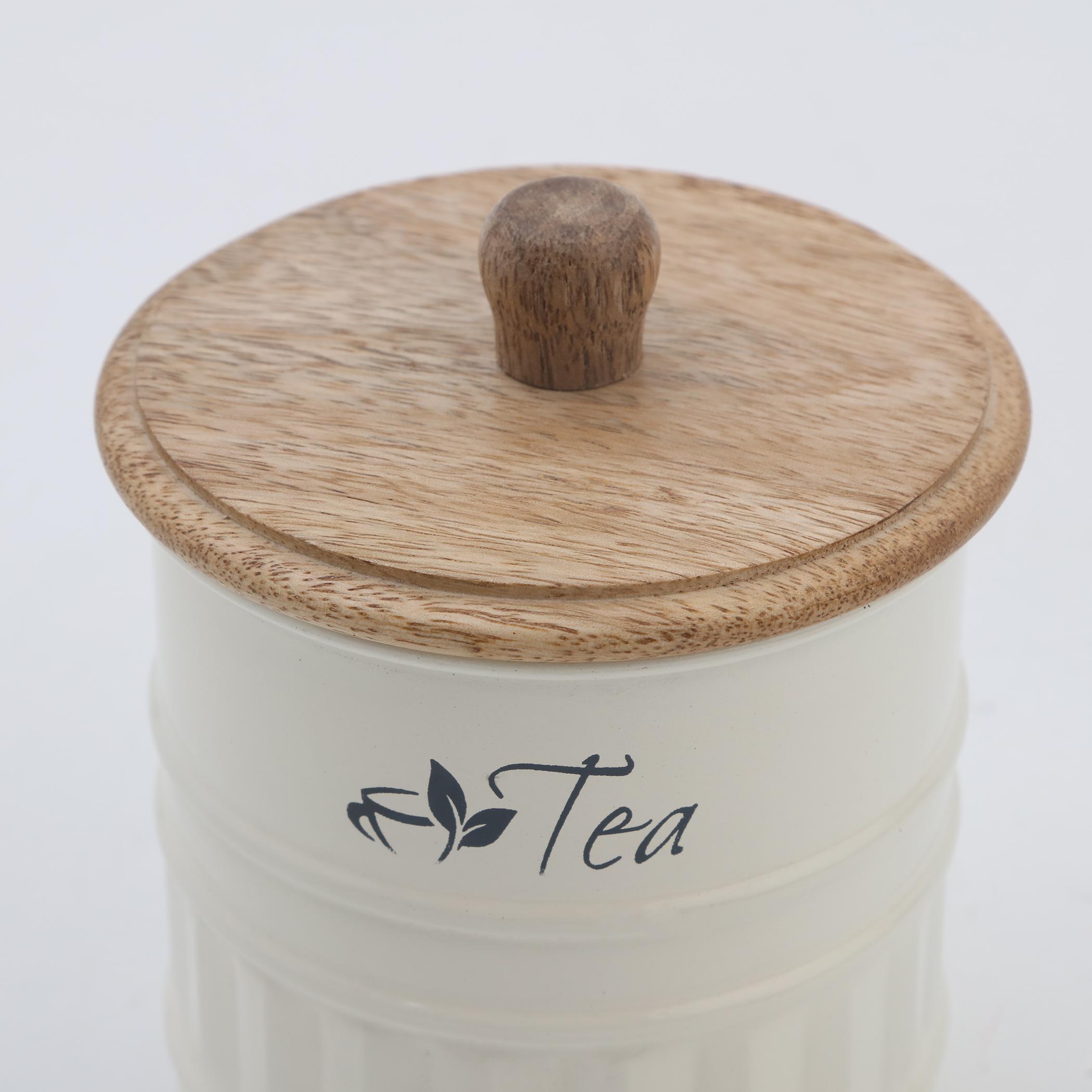 Mirage Iron Tea Canister with Mango Wood Lid in Multicolour