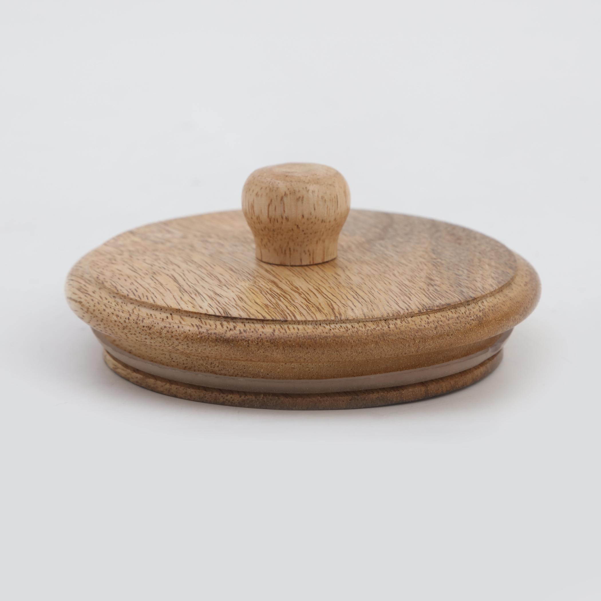 Mirage Metal Coffee Storage Canister With Mango Wood Lid in Offwhite