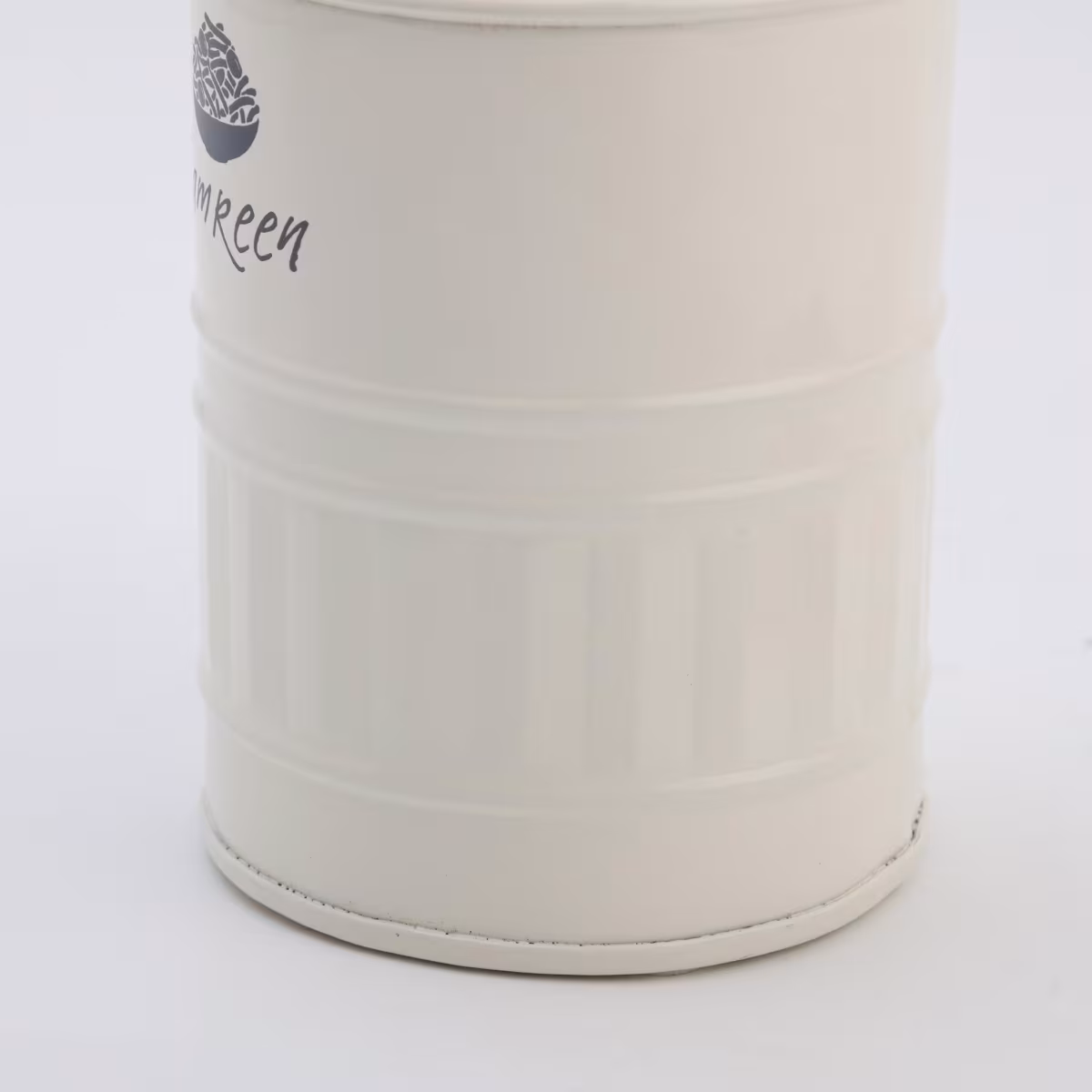 Mirage Iron Namkeen Canister with Mango Wood Lid in Cream