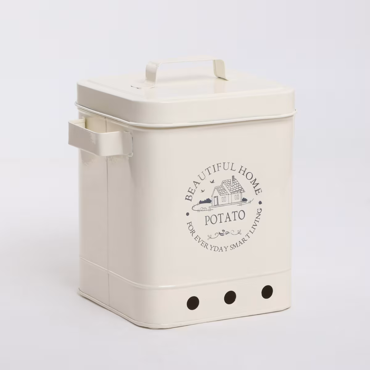 Mendo Metal Potato Canister in Beige