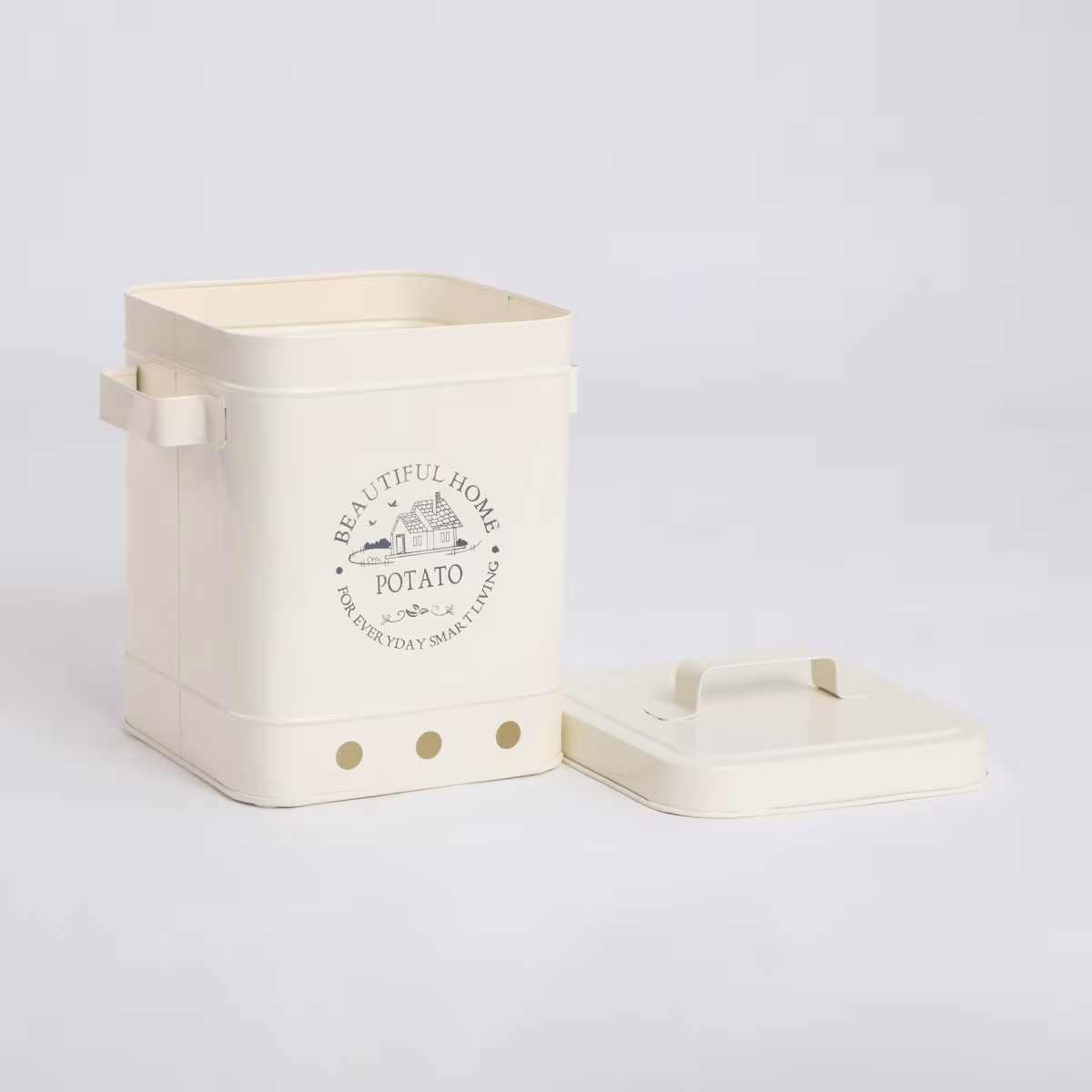 Mendo Metal Potato Canister in Beige