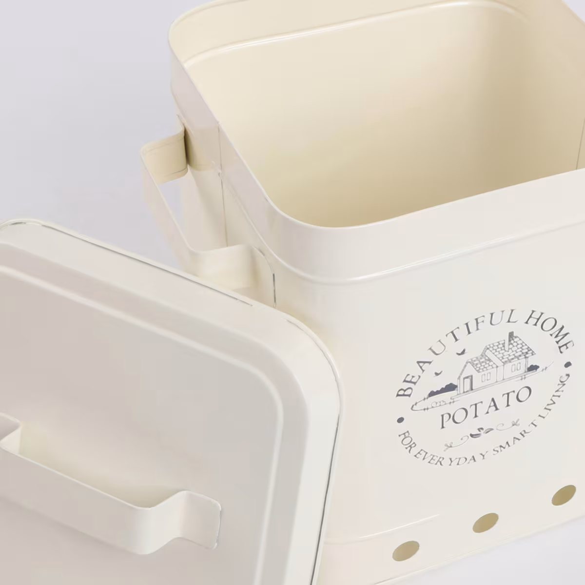 Mendo Metal Potato Canister in Beige