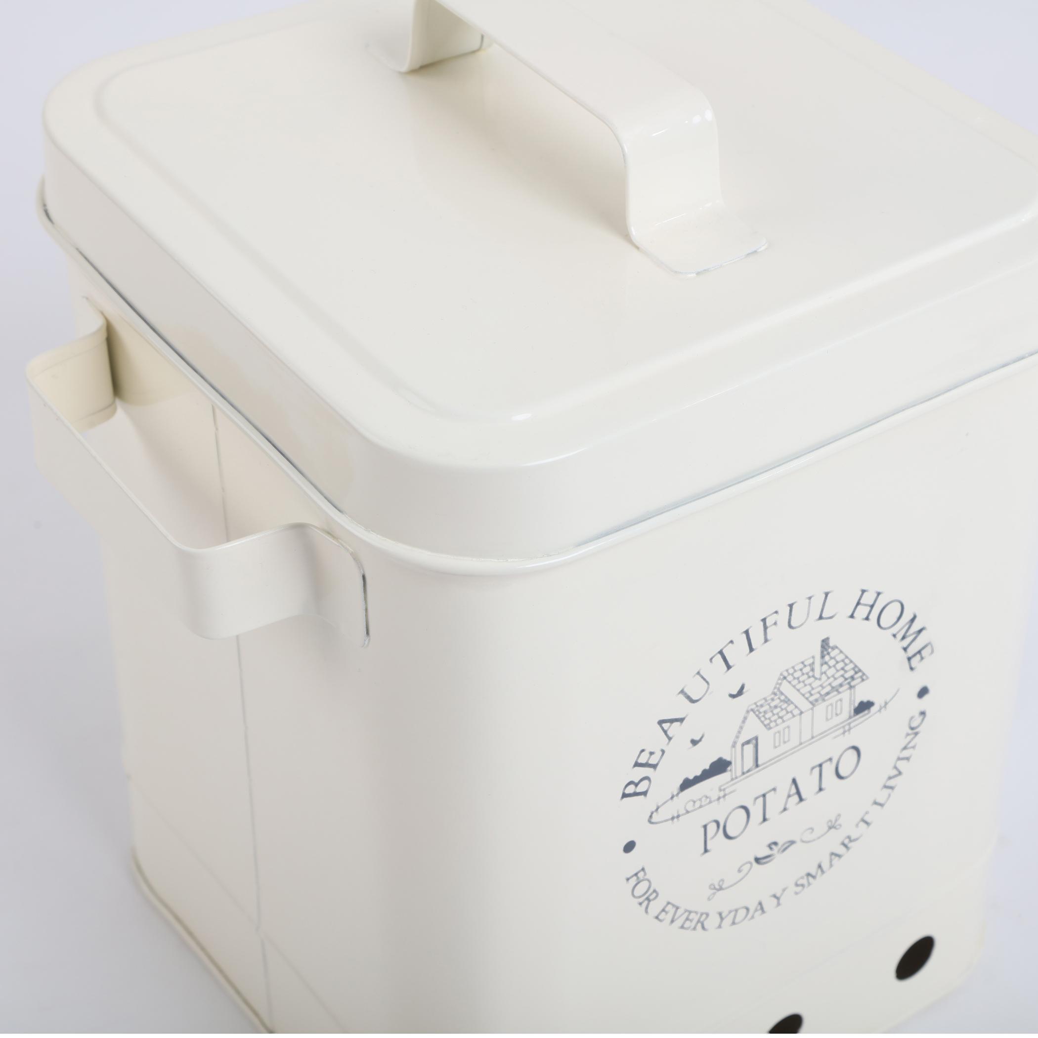 Mendo Metal Potato Canister in Beige