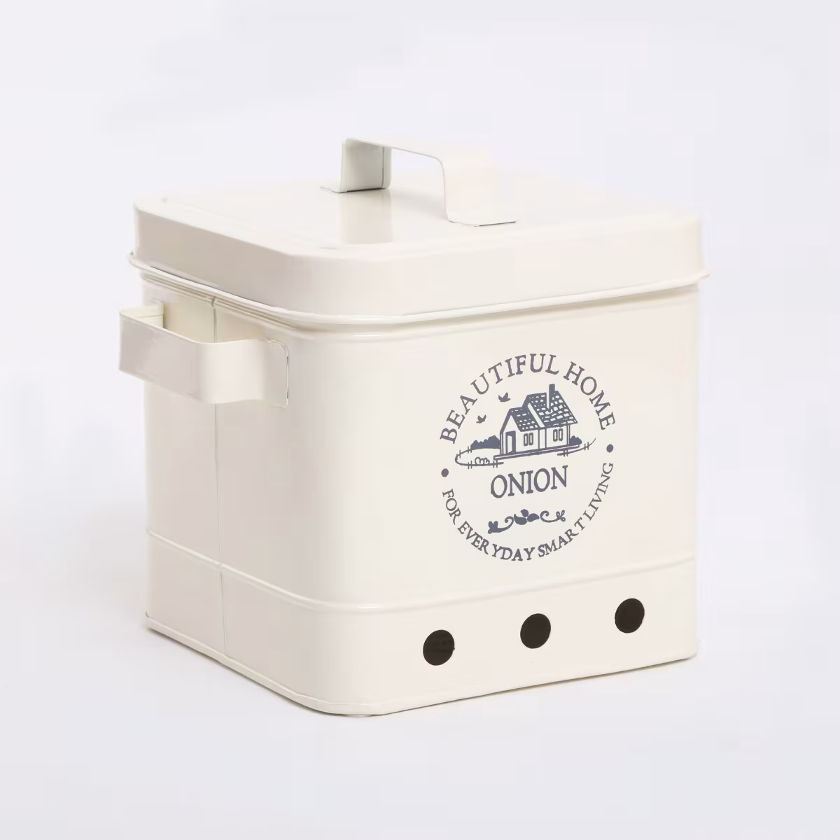 Mendo Iron Printed Onion Canister with Lid in Beige