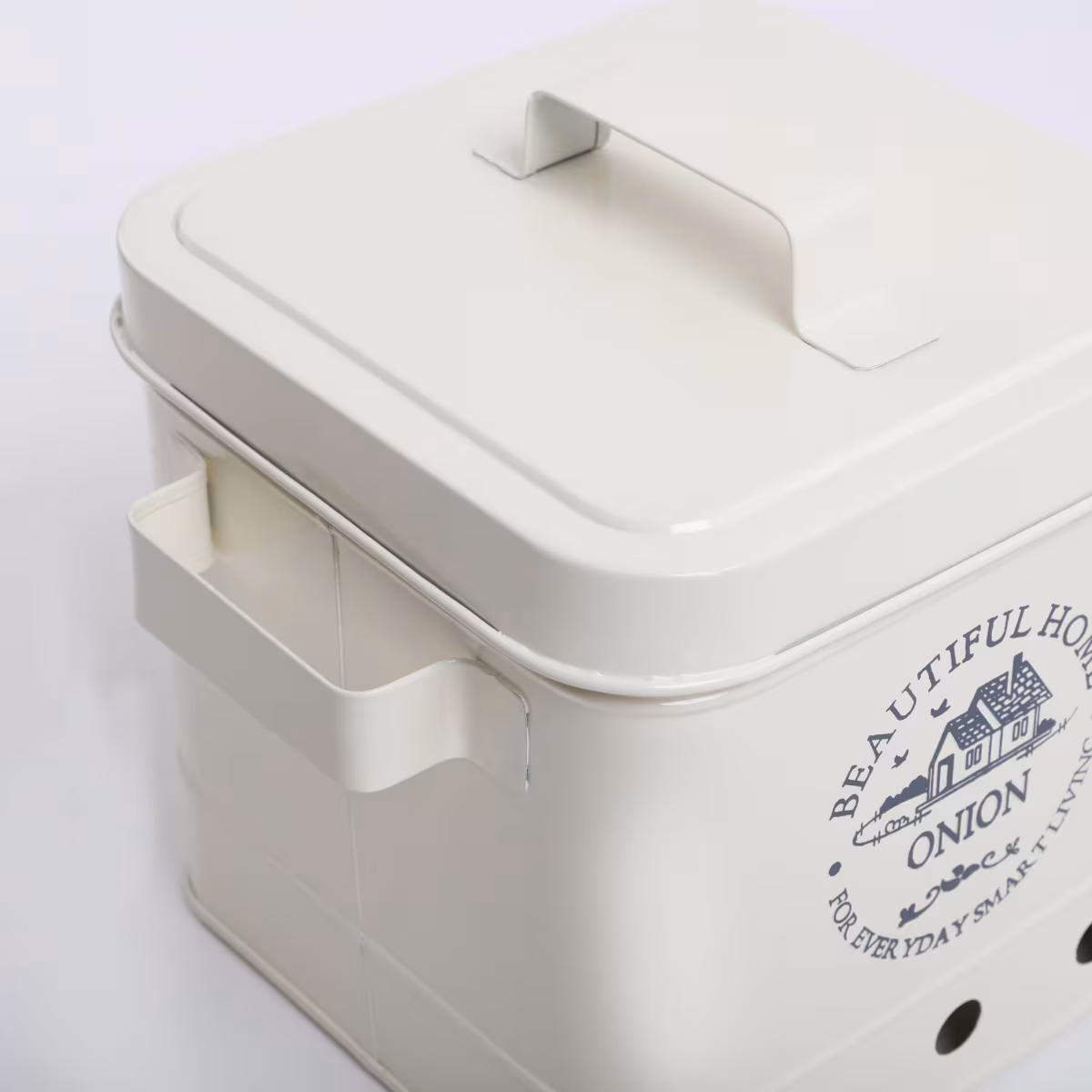 Mendo Iron Printed Onion Canister with Lid in Beige