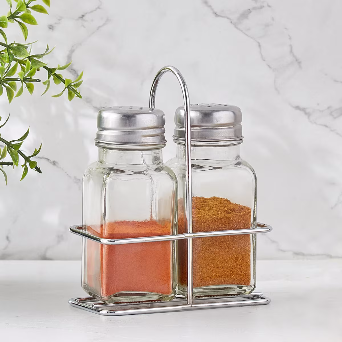 Pacific Blithe Set of 2 Glass Spice Jars with Stand - 80ml in Transparent