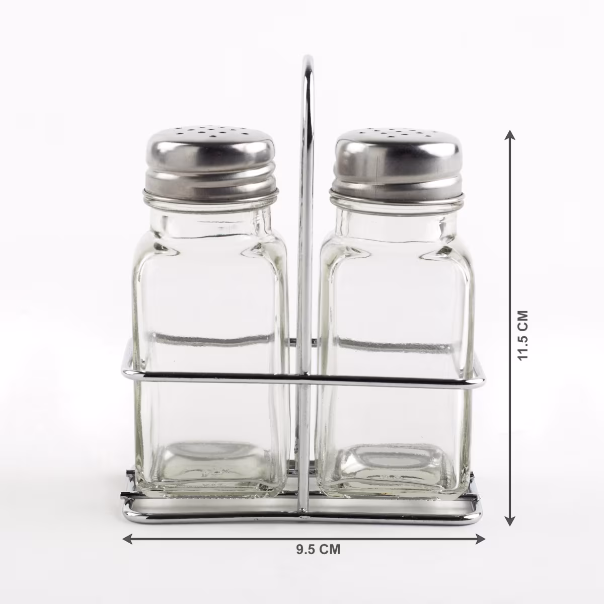 Pacific Blithe Set of 2 Glass Spice Jars with Stand - 80ml in Transparent