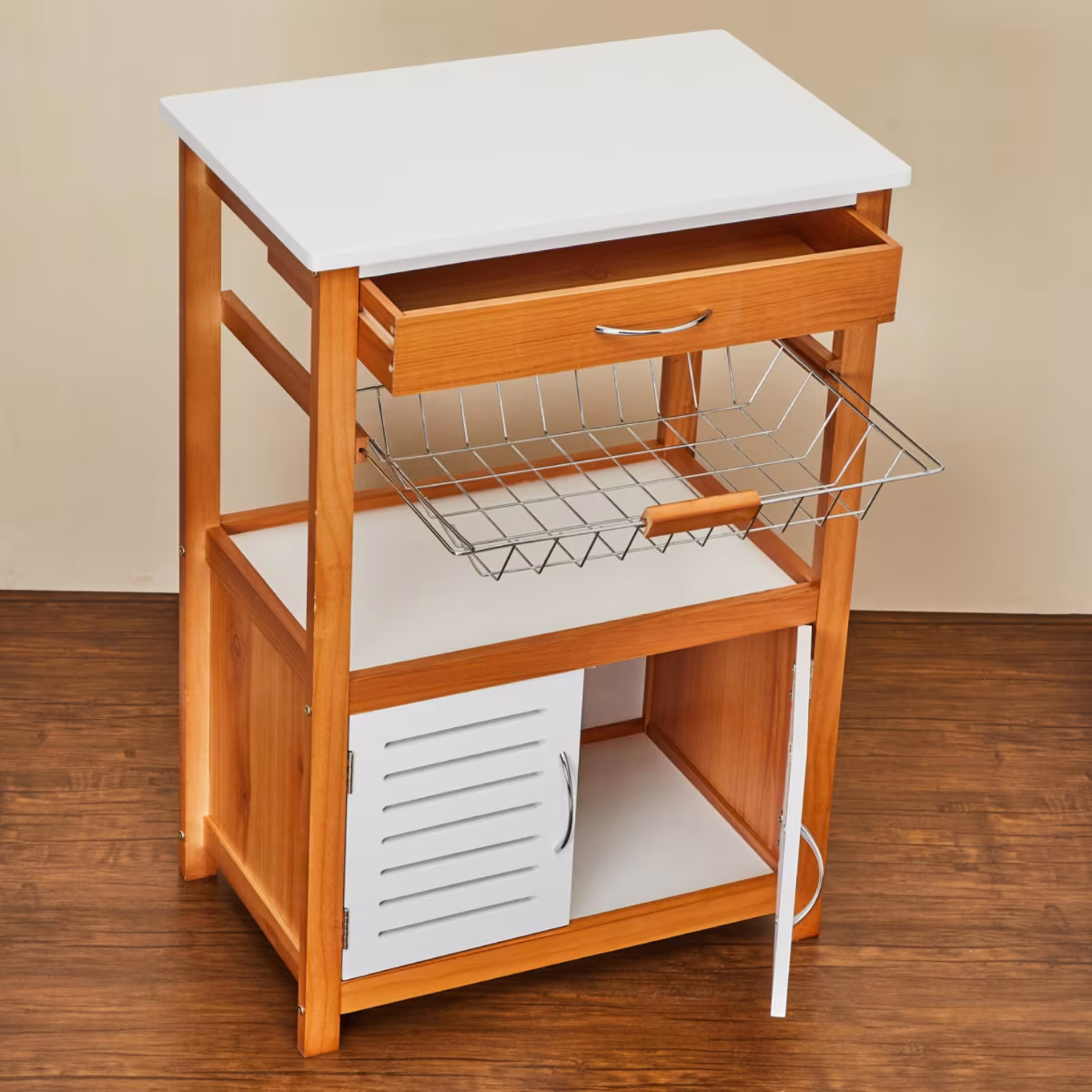 Tranzit Wooden Storage Kitchen Trolley in Brown