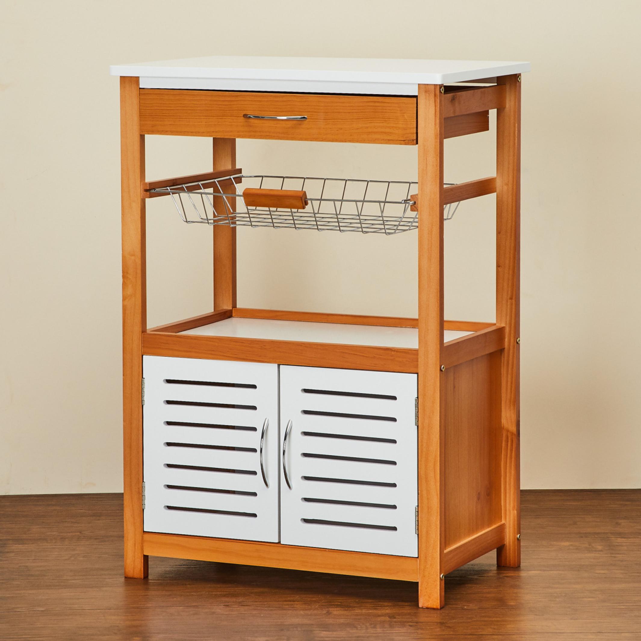 Tranzit Wooden Storage Kitchen Trolley in Brown