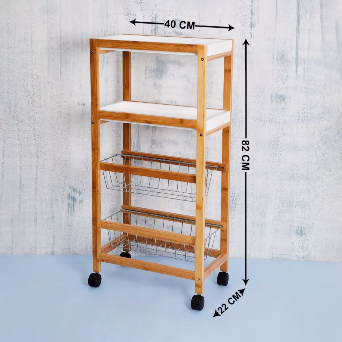 Tranzit Wooden 4-Tier Kitchen Trolley in Brown