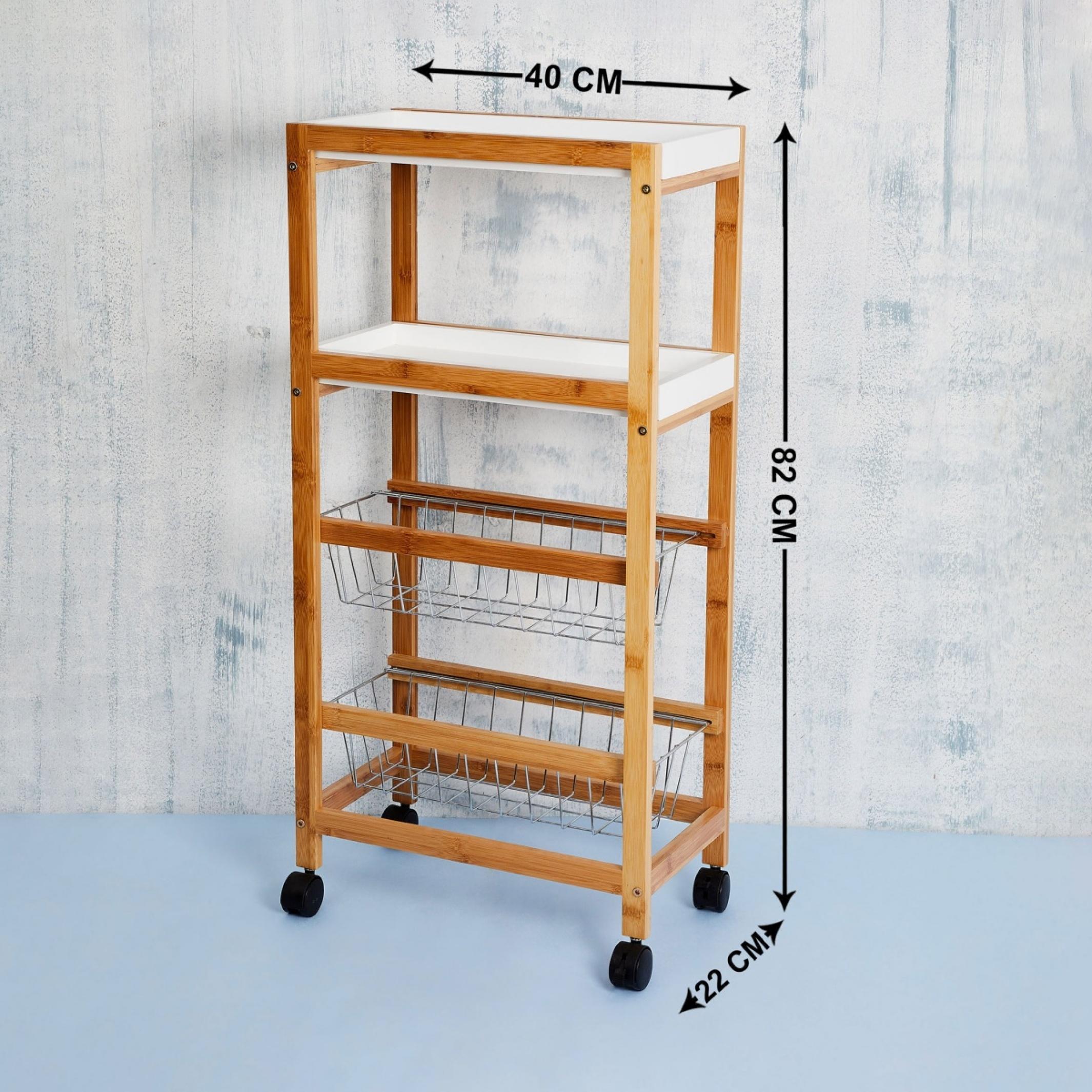 Tranzit Wooden 4-Tier Kitchen Trolley in Brown