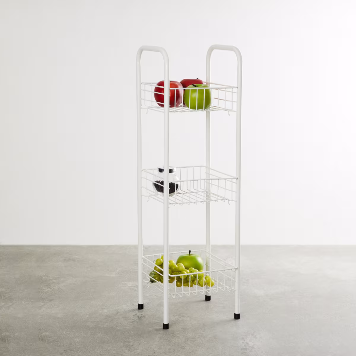 Trenton Solid  Three Tier Kitchen Basket - Metal - Kitchen Basket 23 cm x 20 cm x 76 cm -Beige in Beige