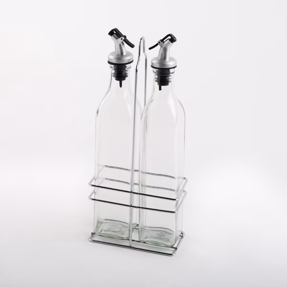 Pacific Blithe Set of 2 Glass Oil Bottles with Stand - 500ml in Transparent