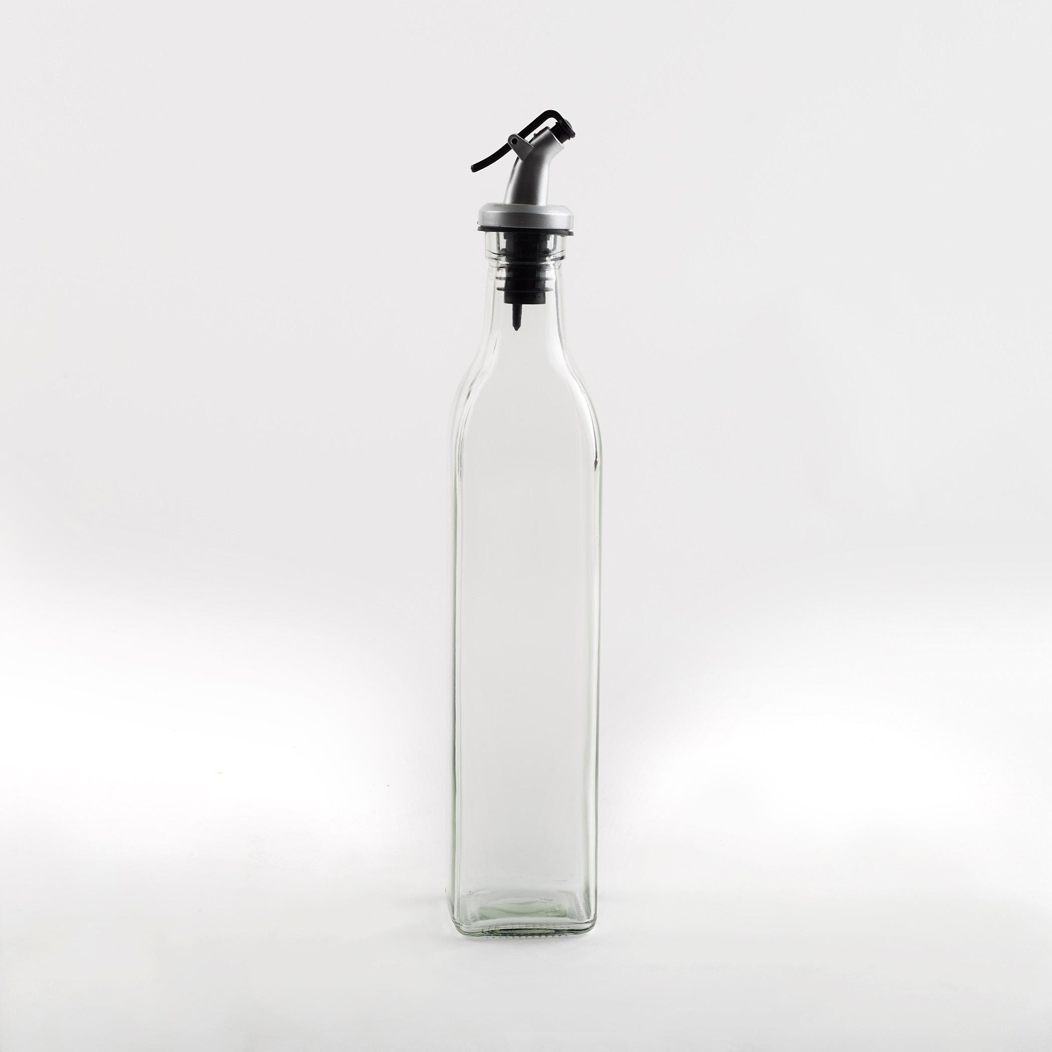 Pacific Blithe Set of 2 Glass Oil Bottles with Stand - 500ml in Transparent