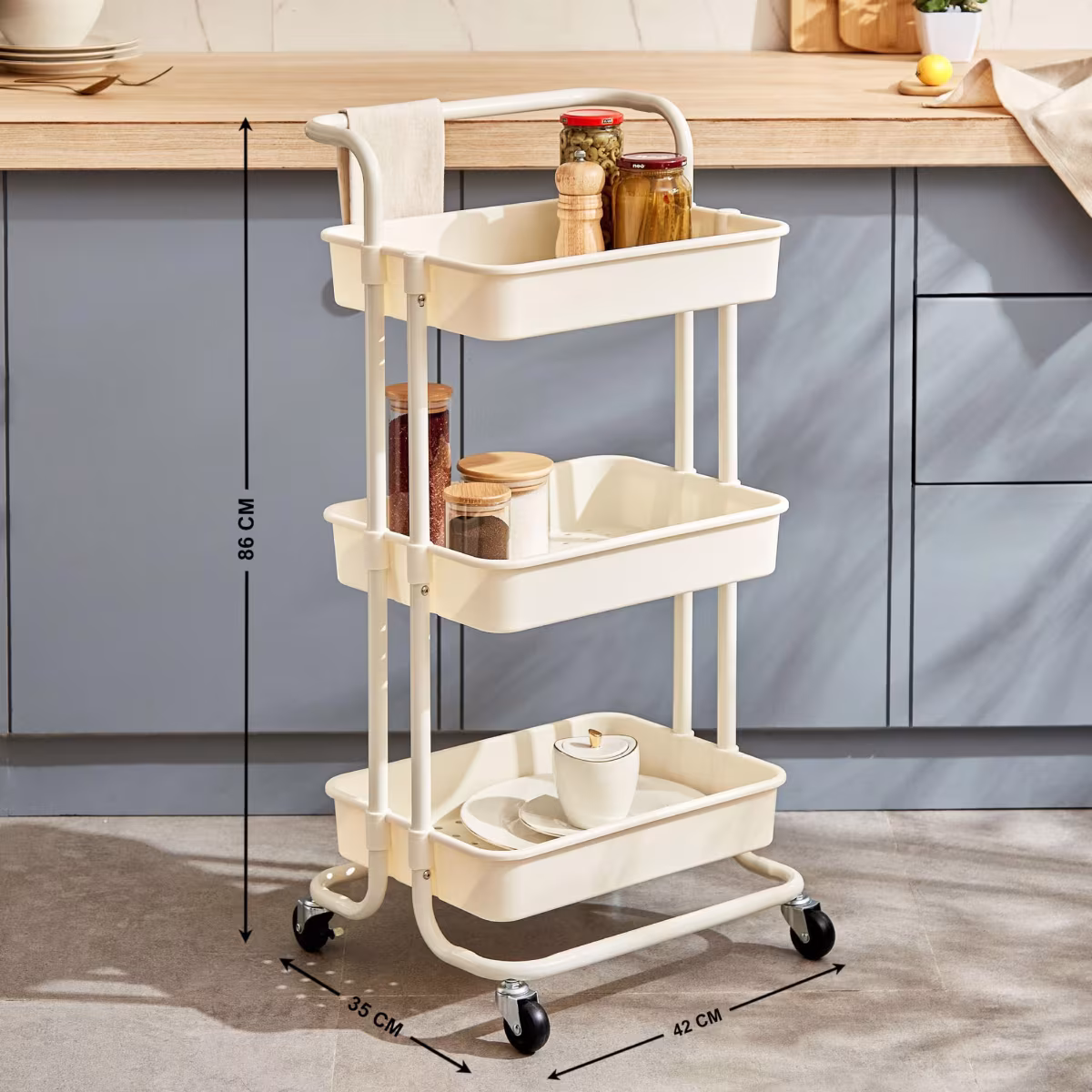 Tranzit Holland 3-Tier Trolley - White in White