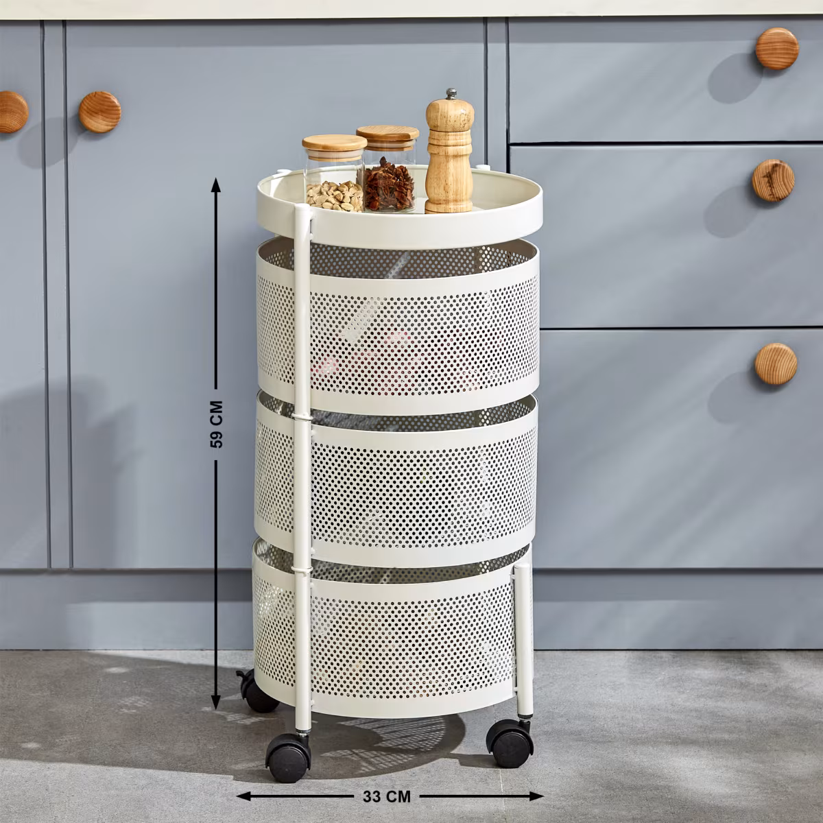 Corsica Tranzit 3-Tier Trolley - White in Offwhite