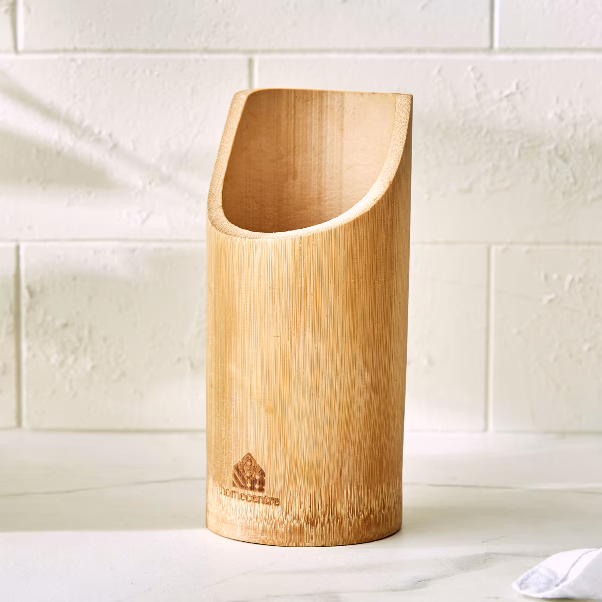 Chef Cubis Edulis 5Pc Bamboo Cutlery Set with Holder in Brown