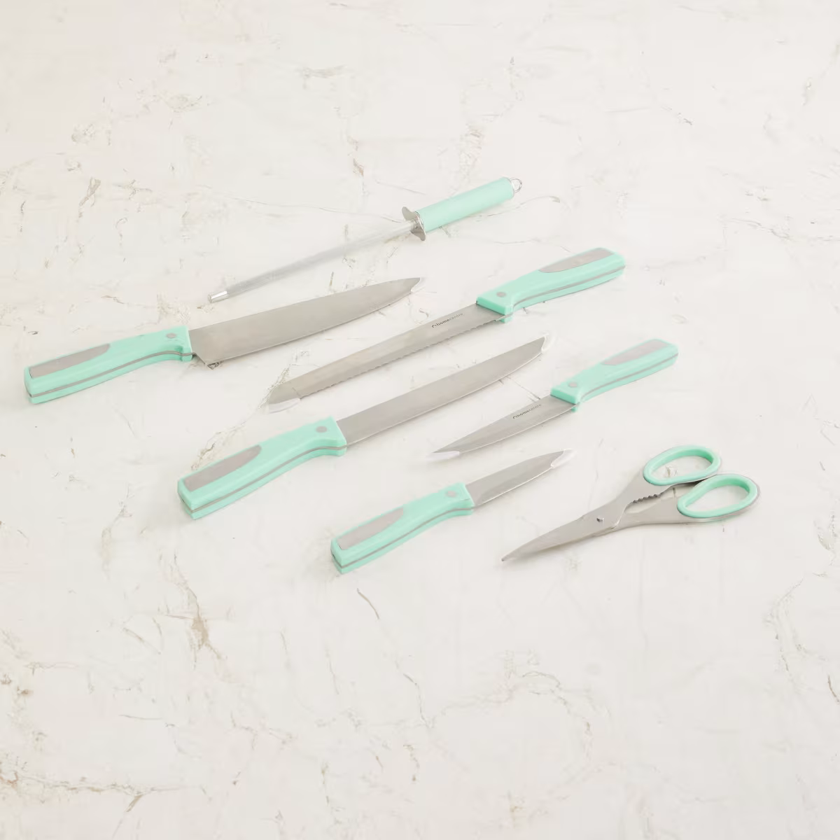 Chef Special 8Pcs Stainless Steel Rotating Knives Set in Teal