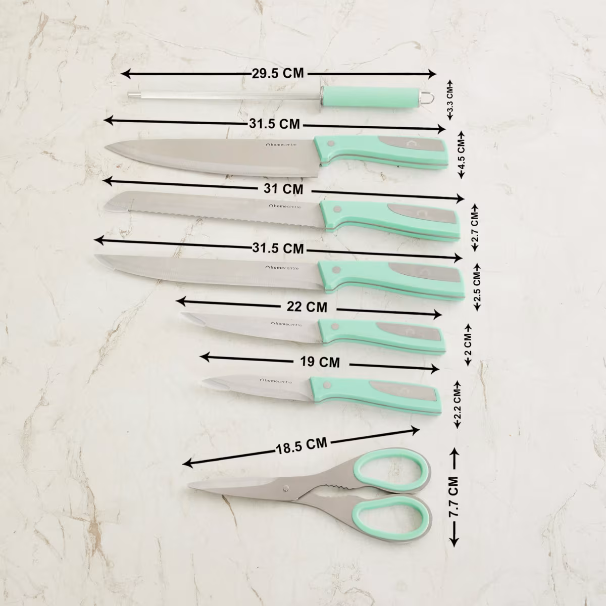 Chef Special 8Pcs Stainless Steel Rotating Knives Set in Teal