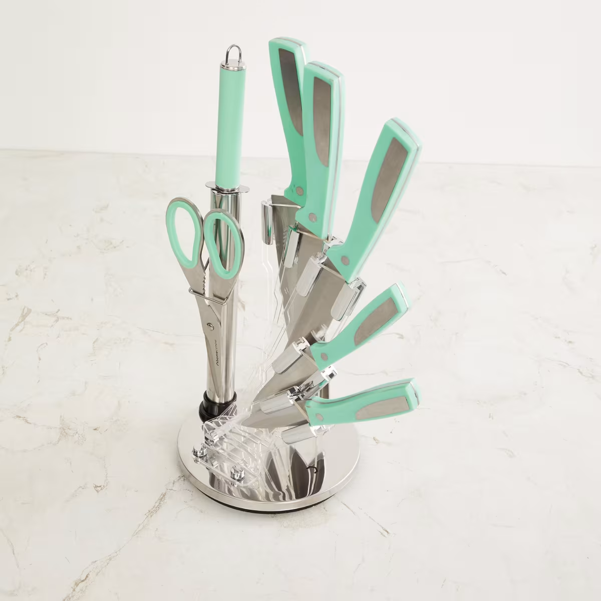 Chef Special 8Pcs Stainless Steel Rotating Knives Set in Teal