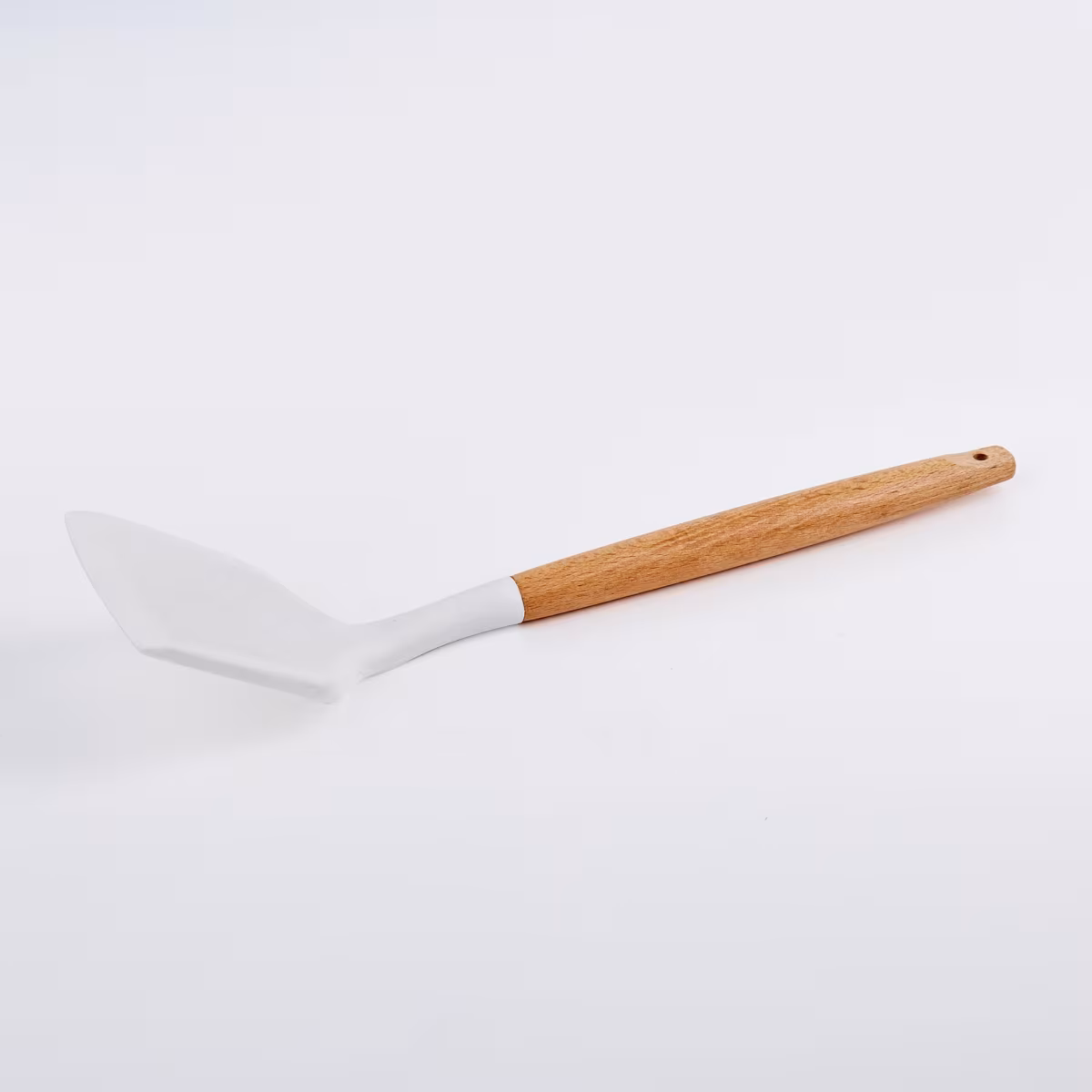 Marshmallow Aruba Silicone Turner with Wooden Handle in White