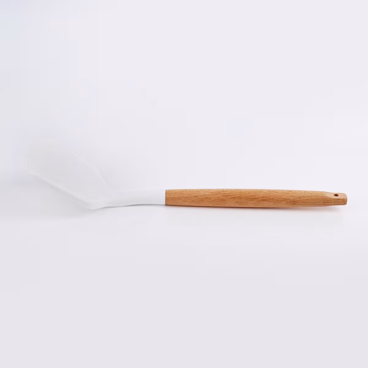 Marshmallow Aruba Silicone Turner with Wooden Handle in White
