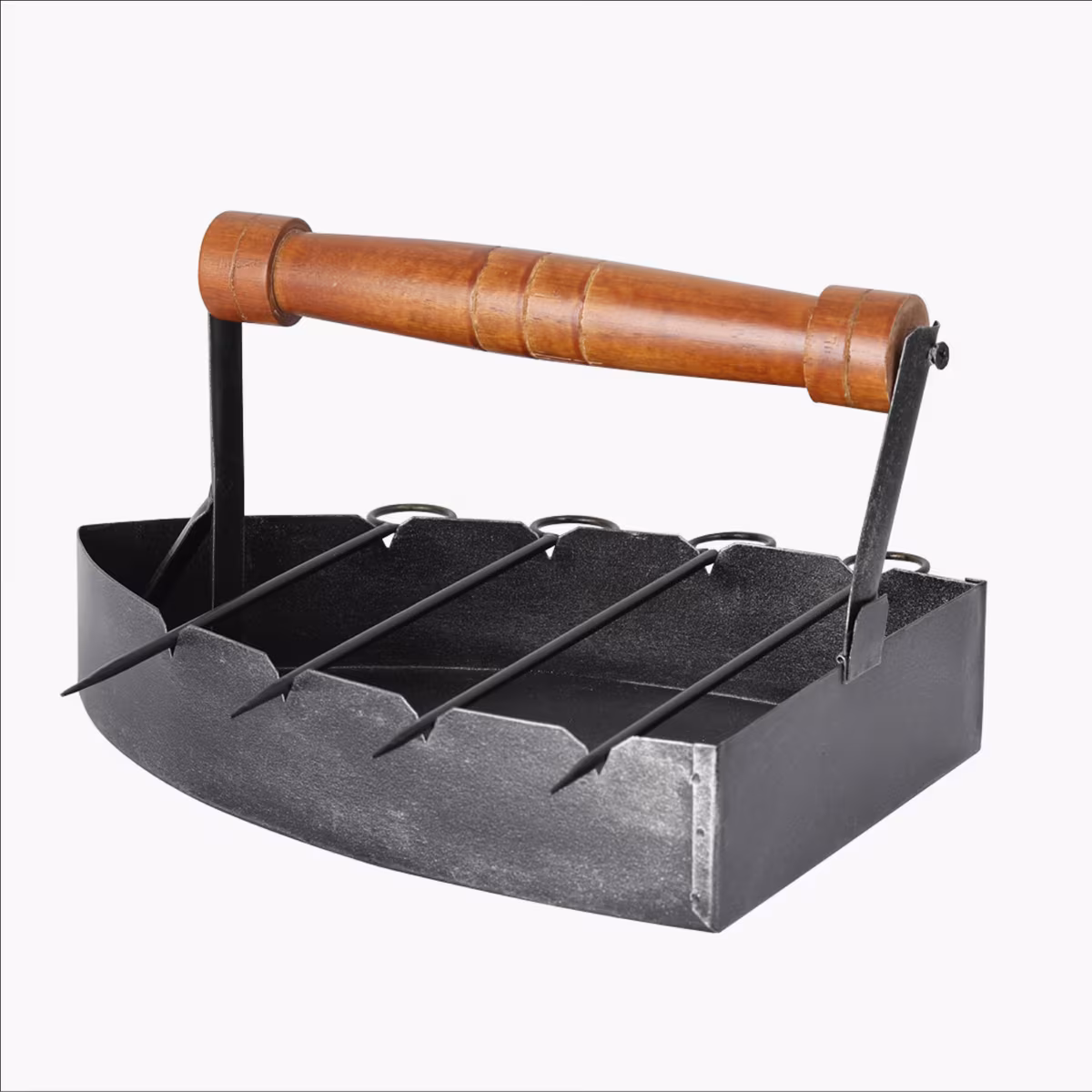 EK DO DHAI Metal BBQ Serving Platter with Skewers in Black