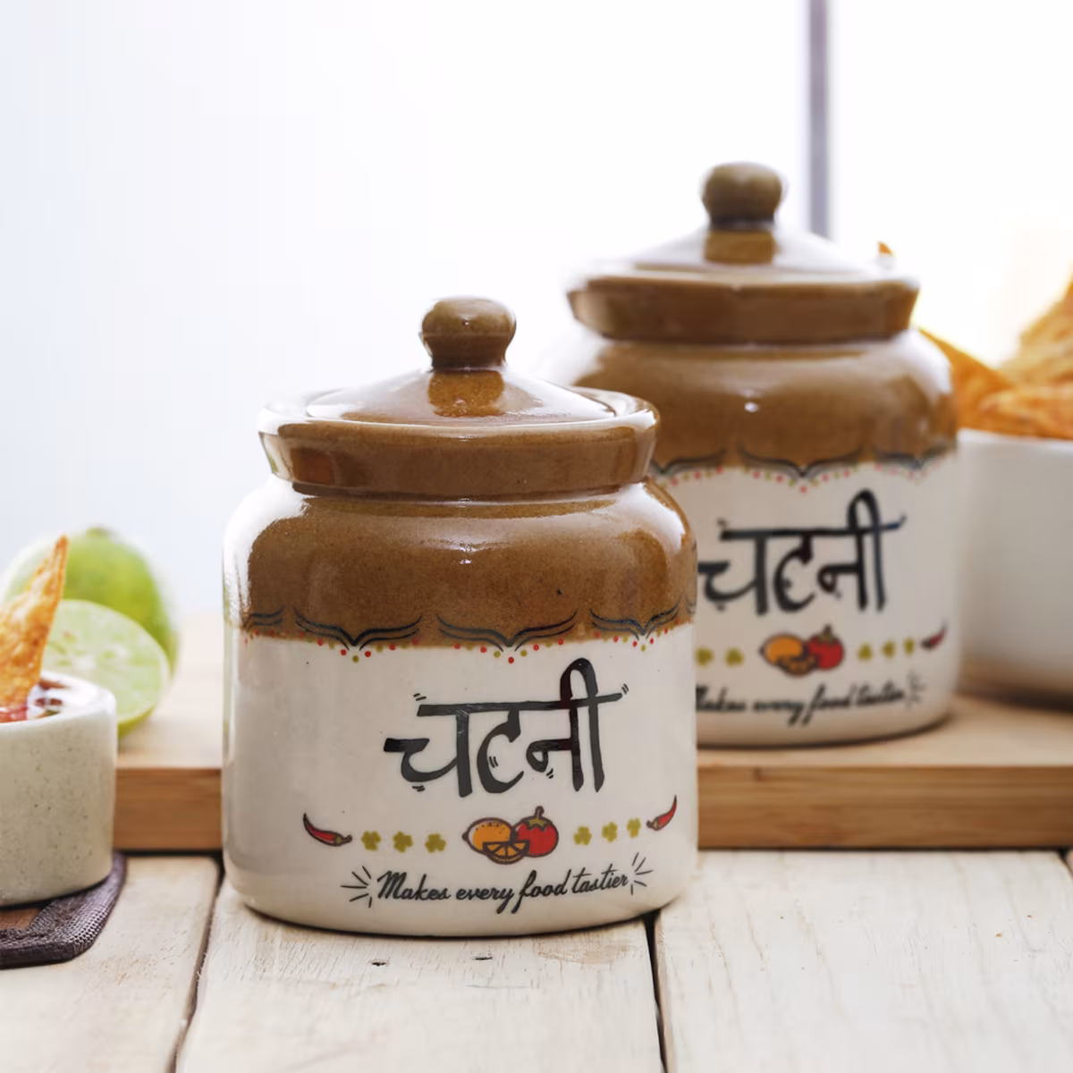 EK DO DHAI 4Pcs Ceramic Barni Jars in Beige