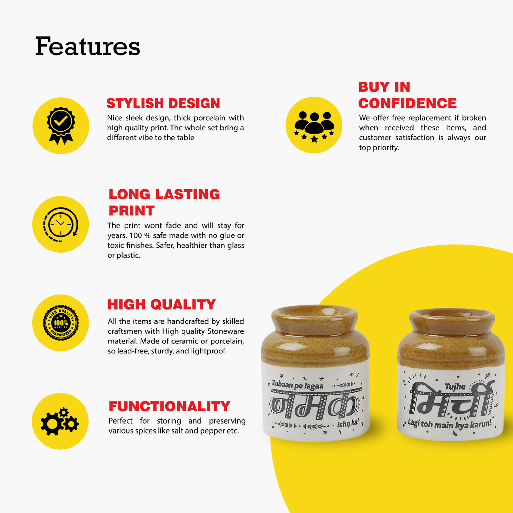 EK DO DHAI 4Pcs Ceramic Barni Jars in Beige