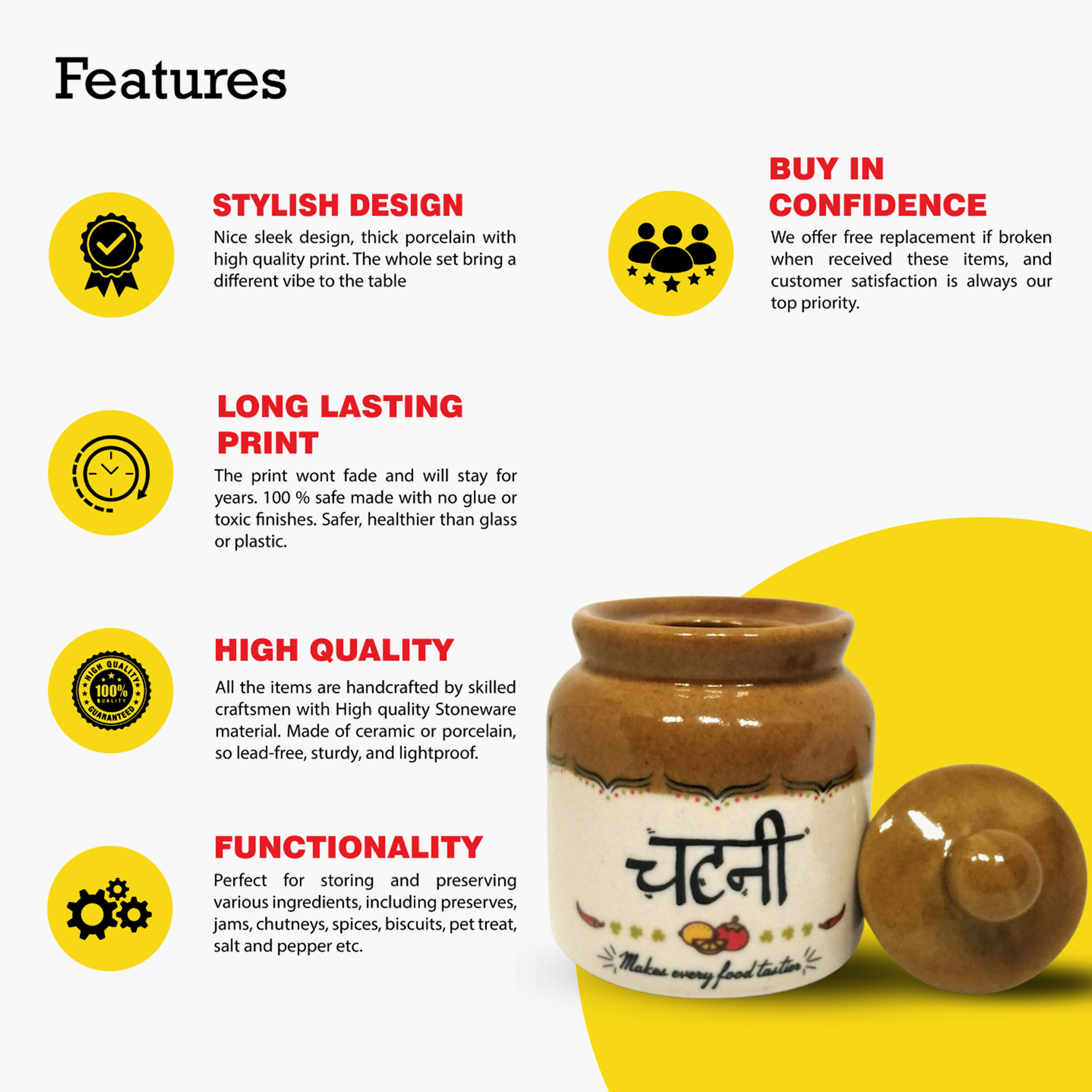 EK DO DHAI 4Pcs Ceramic Barni Jars in Beige